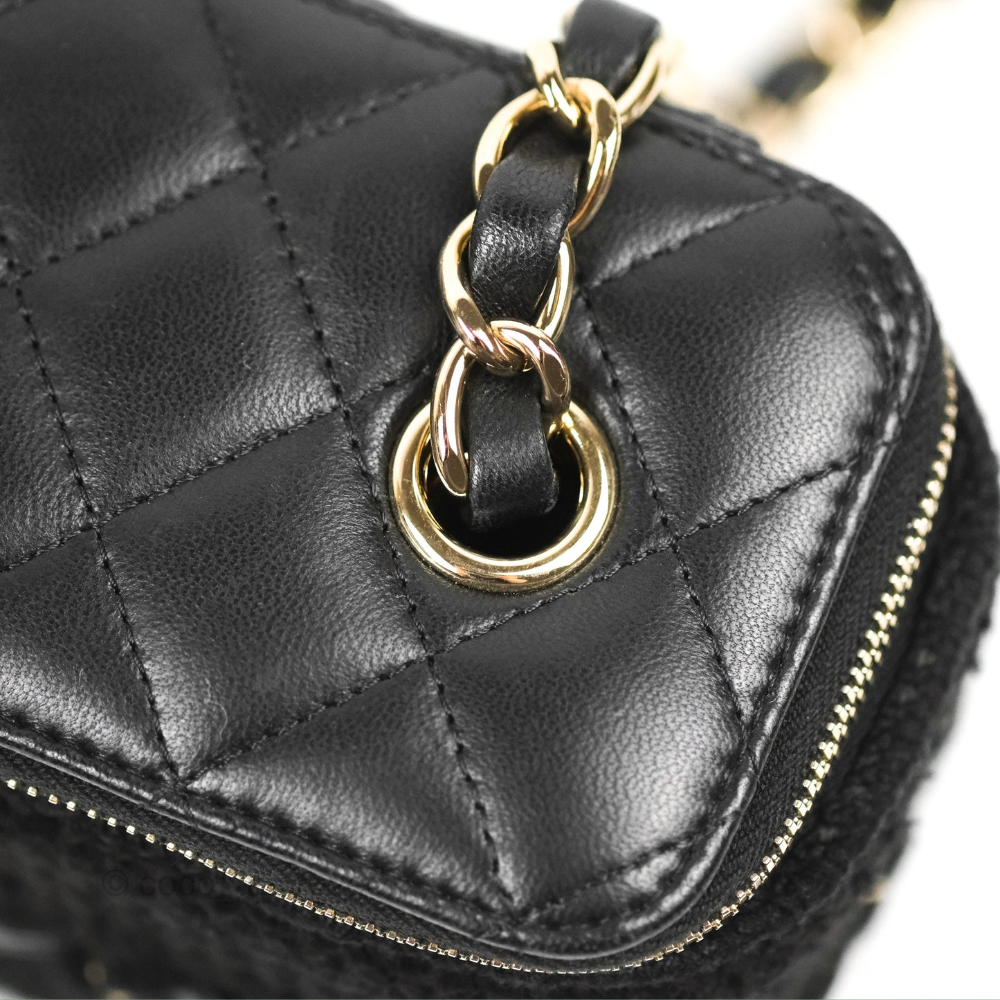 Chanel Vanity with Chain Crochet Black Lambskin Gold Hardware