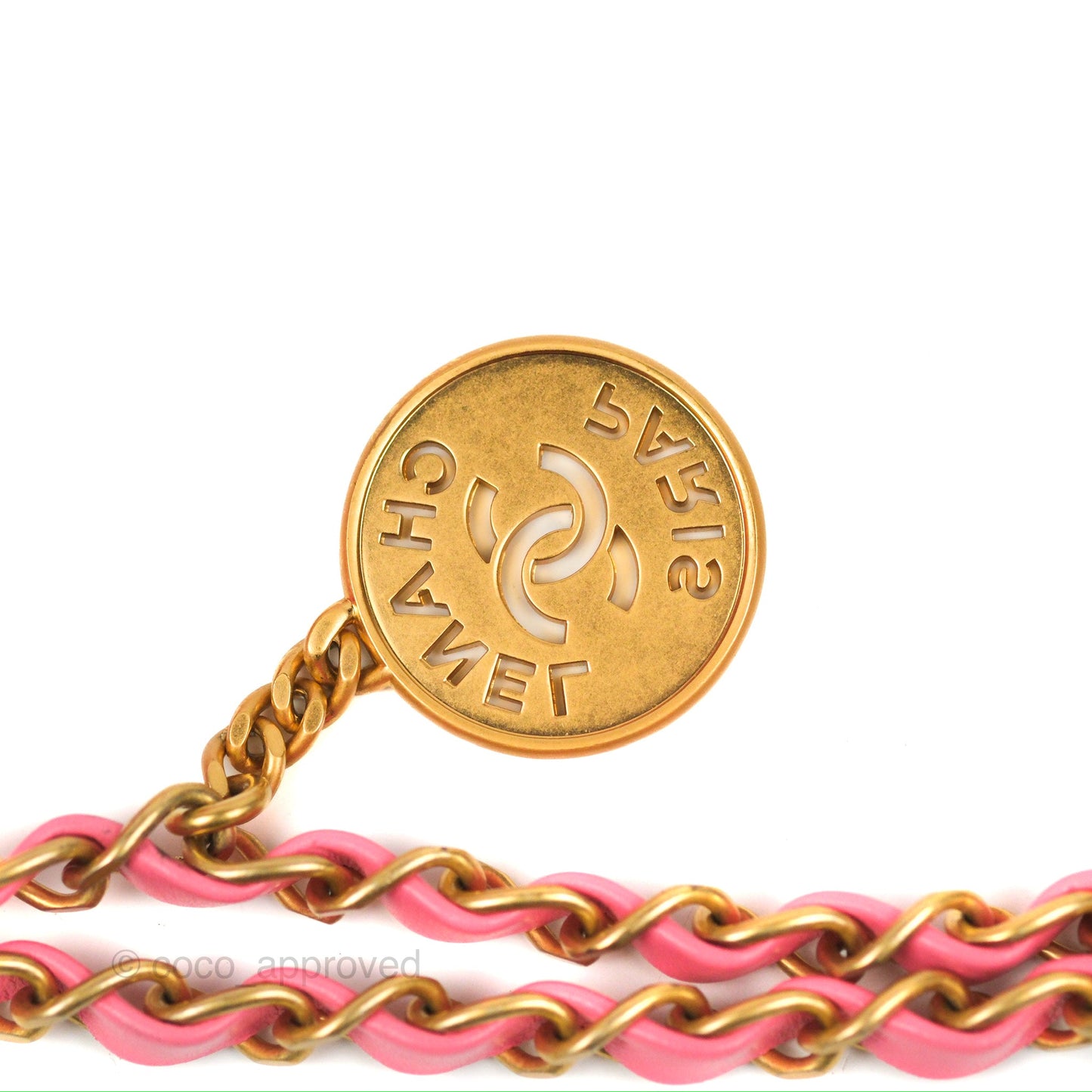 Chanel 22 Small Pink Shiny Calfskin Aged Gold Hardware