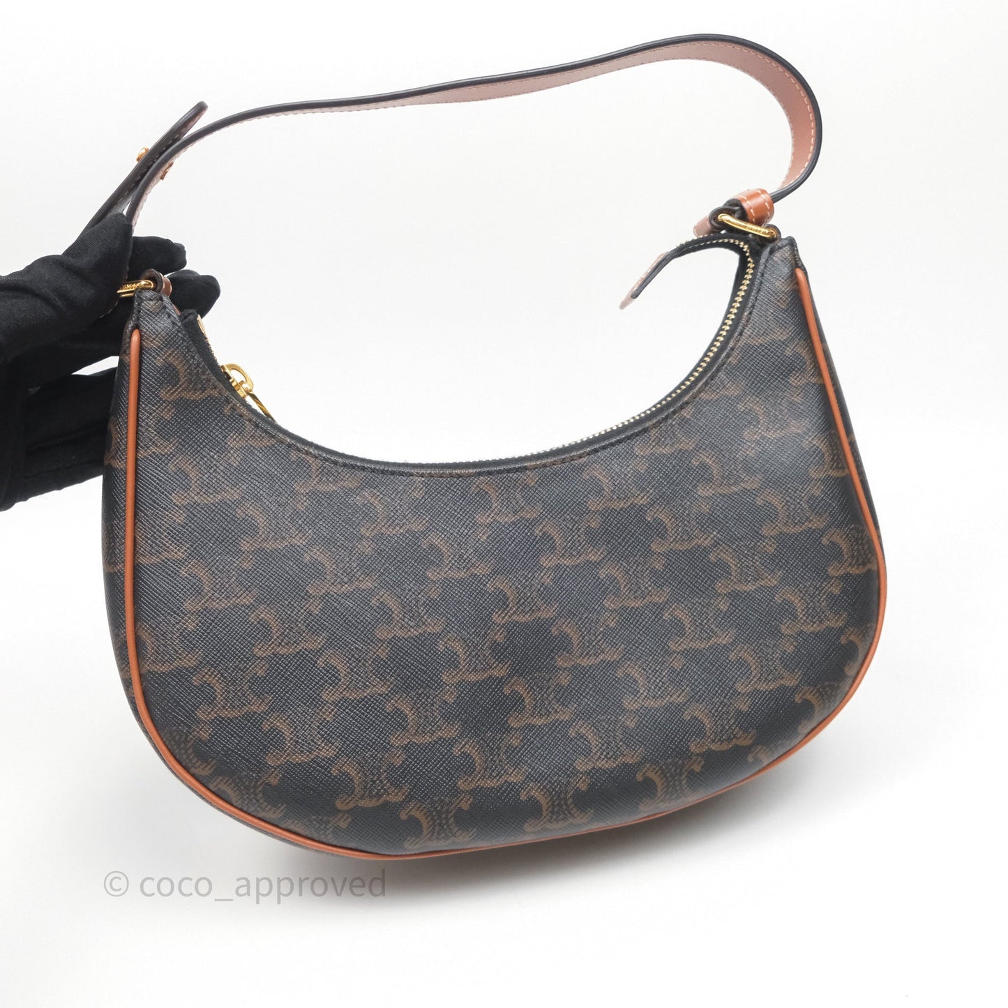 Celine Ava Bag In Triomphe Canvas Calfskin Tan