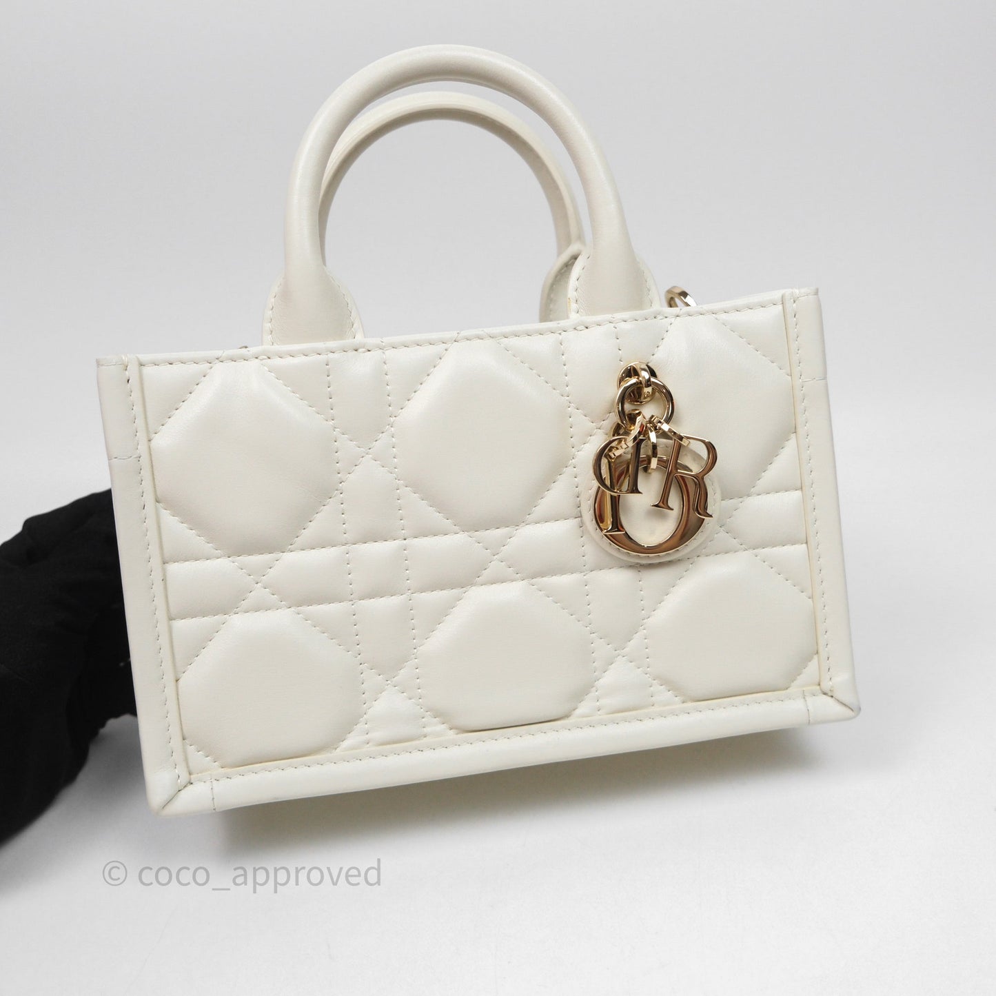 Christian Dior Mini Dior Book Tote Latte Macrocannage Calfskin Gold Hardware