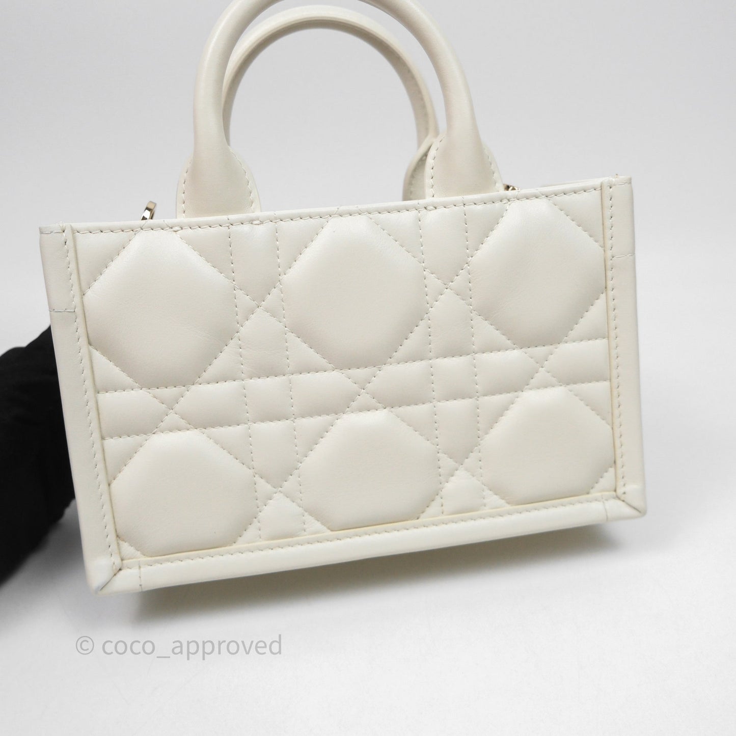 Christian Dior Mini Dior Book Tote Latte Macrocannage Calfskin Gold Hardware