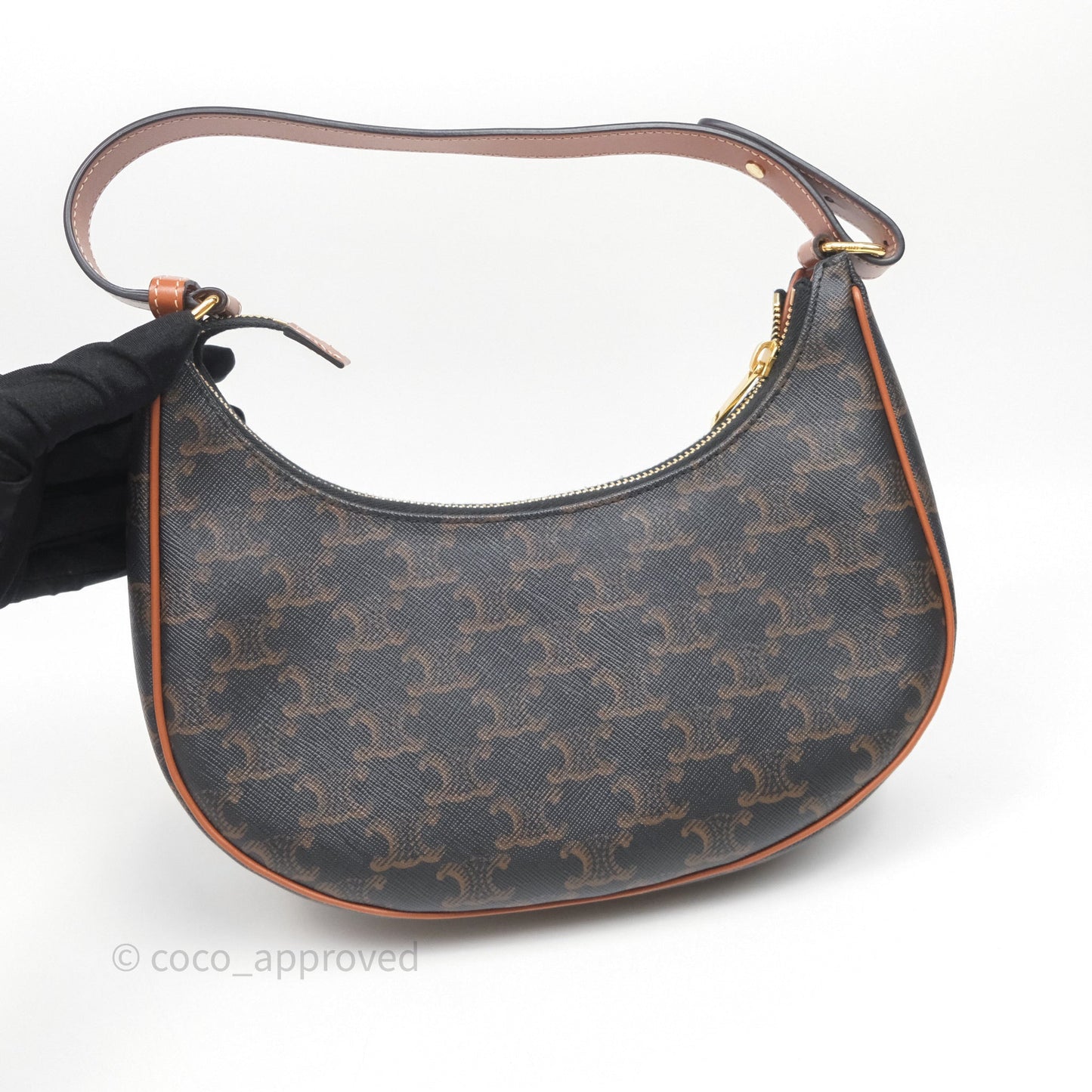 Celine Ava Bag In Triomphe Canvas Calfskin Tan