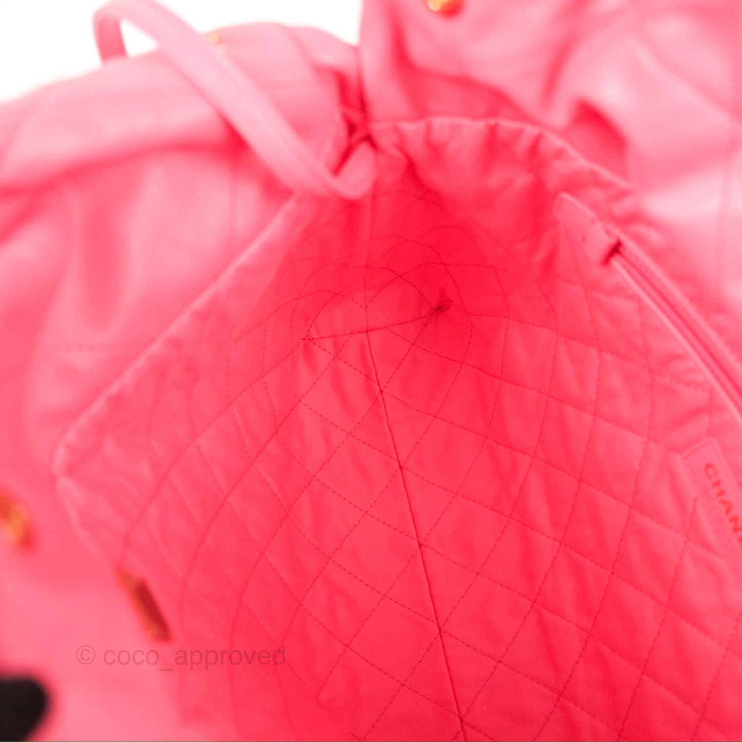 Chanel 22 Small Pink Shiny Calfskin Aged Gold Hardware