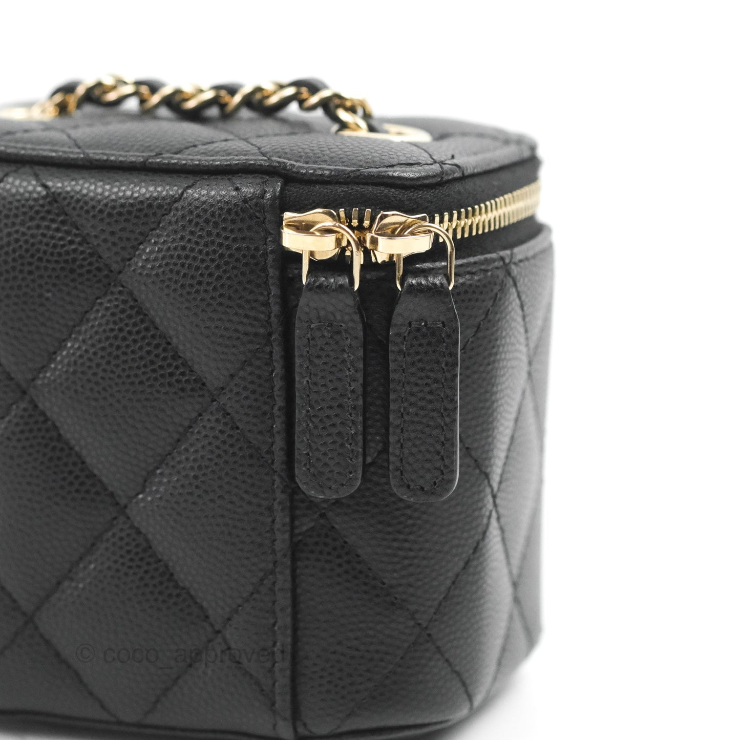 Chanel Mini Vanity With Chain Black Caviar Gold Hardware