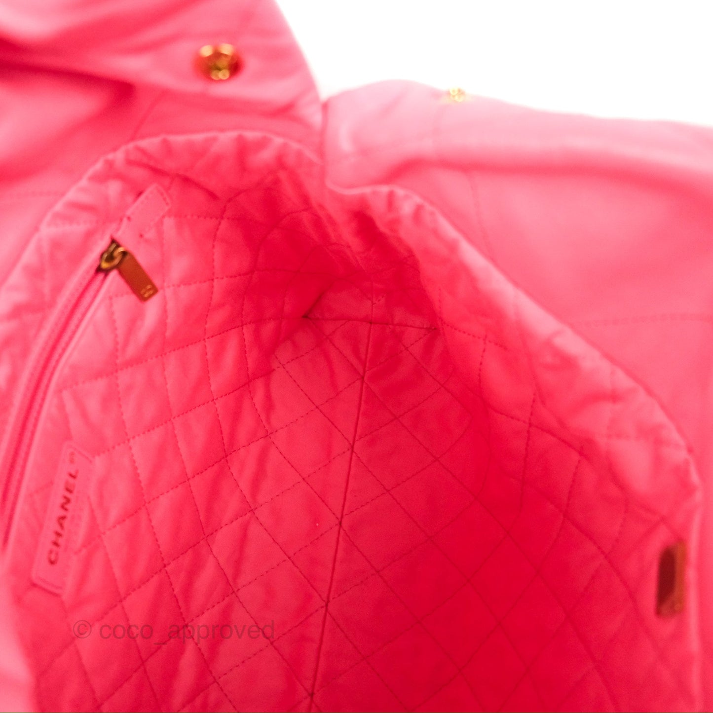 Chanel 22 Small Pink Shiny Calfskin Aged Gold Hardware