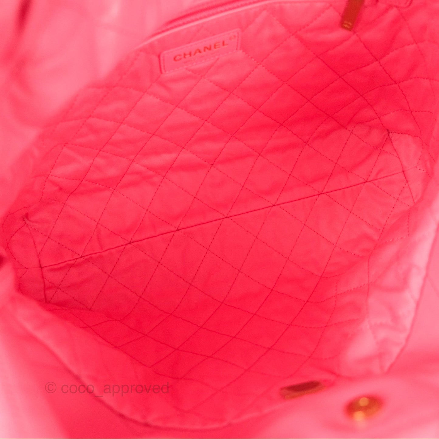 Chanel 22 Small Pink Shiny Calfskin Aged Gold Hardware