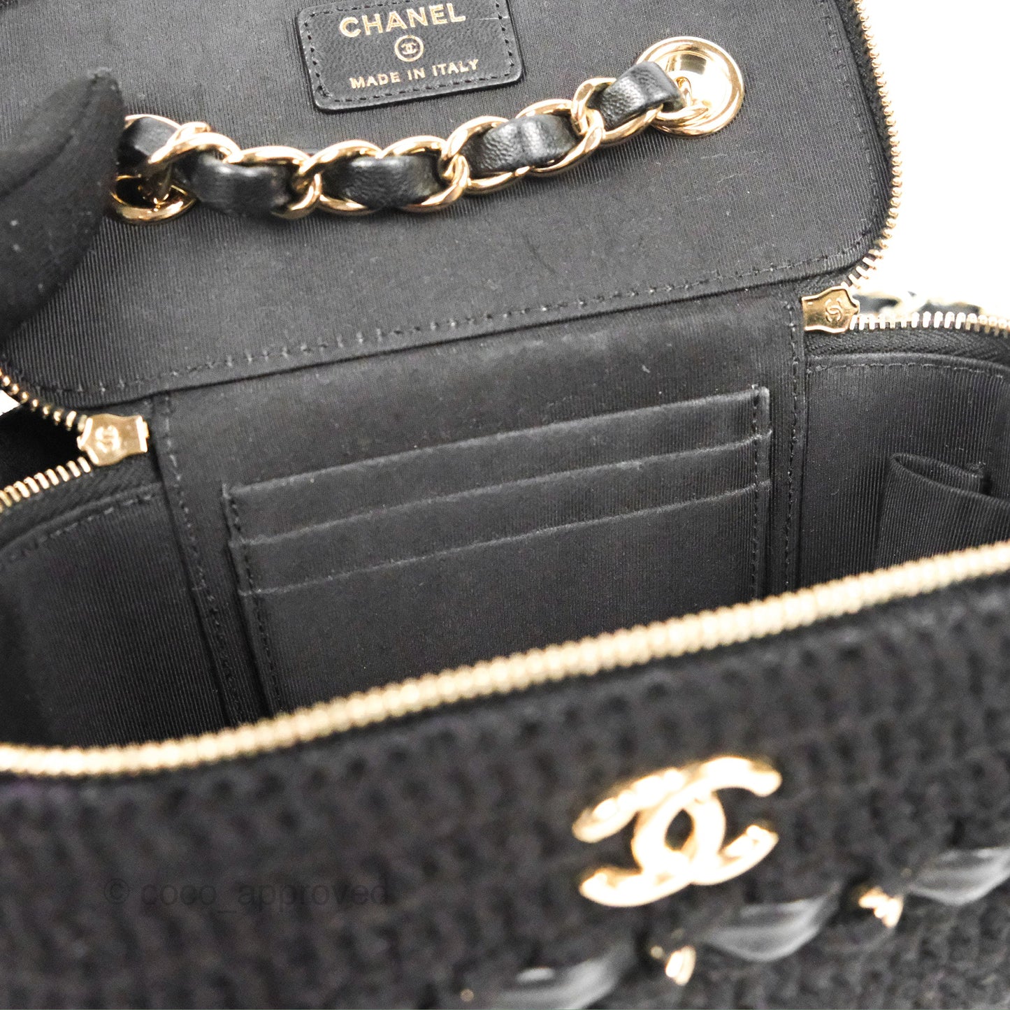 Chanel Vanity with Chain Crochet Black Lambskin Gold Hardware