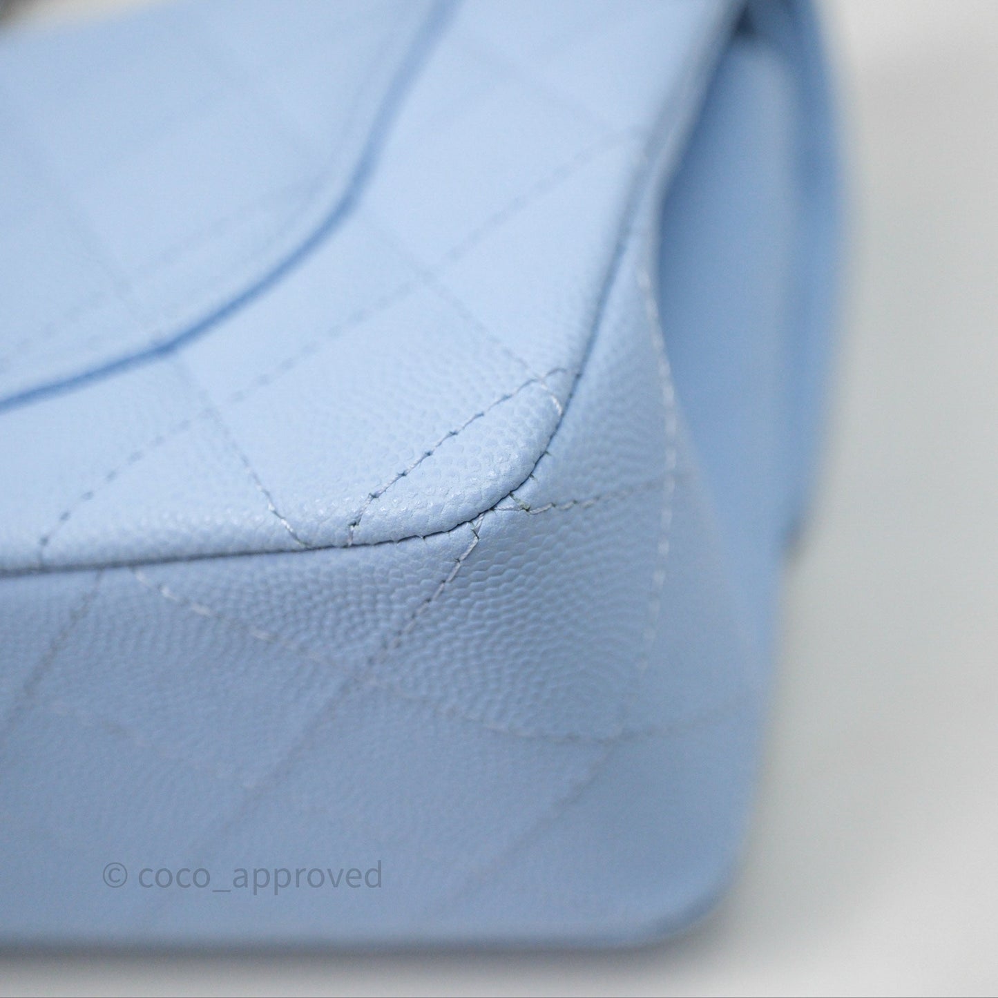 Chanel Small Classic Flap Quilted Sky Blue Caviar Gold Hardware