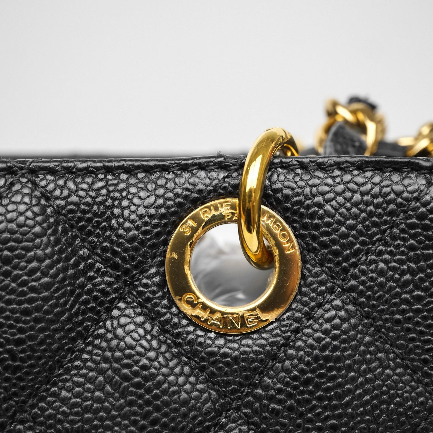 Chanel Vertical GST Black Caviar Gold Hardware