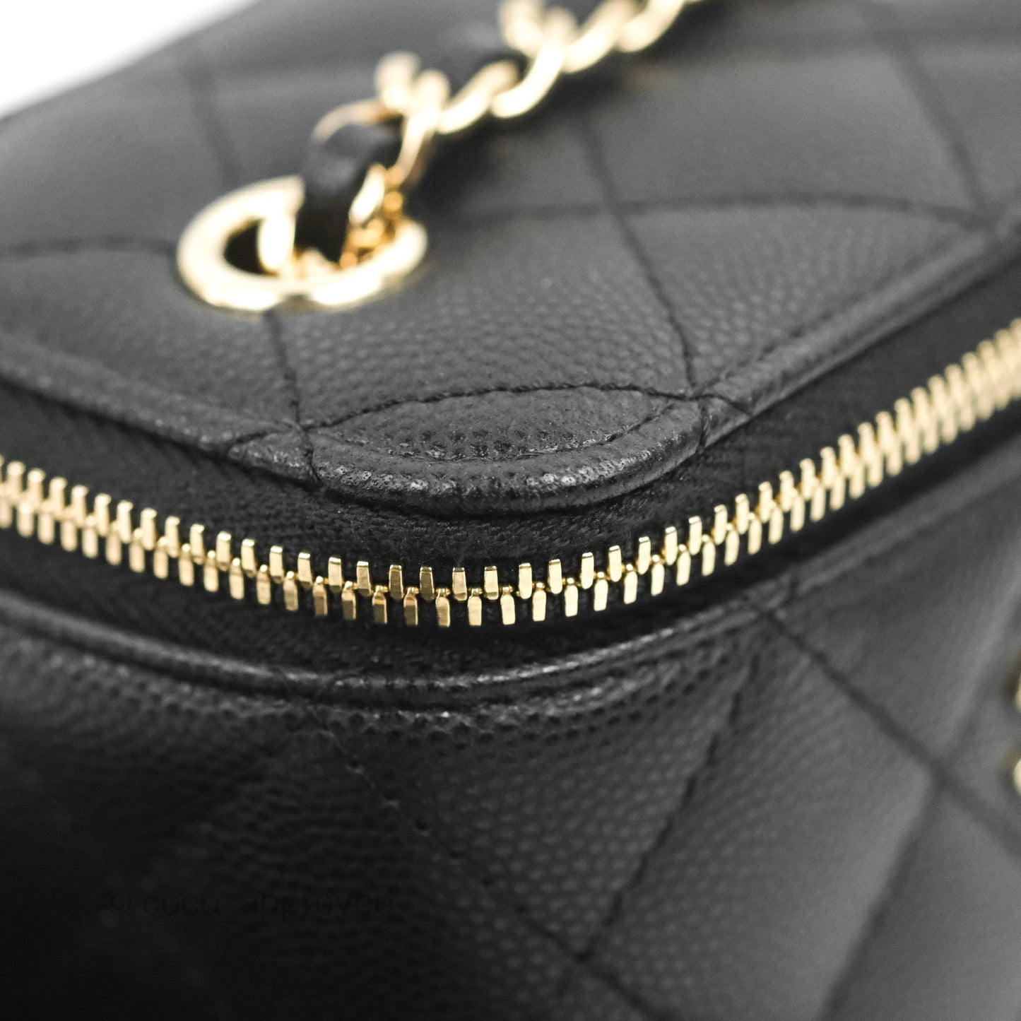 Chanel Mini Vanity With Chain Black Caviar Gold Hardware