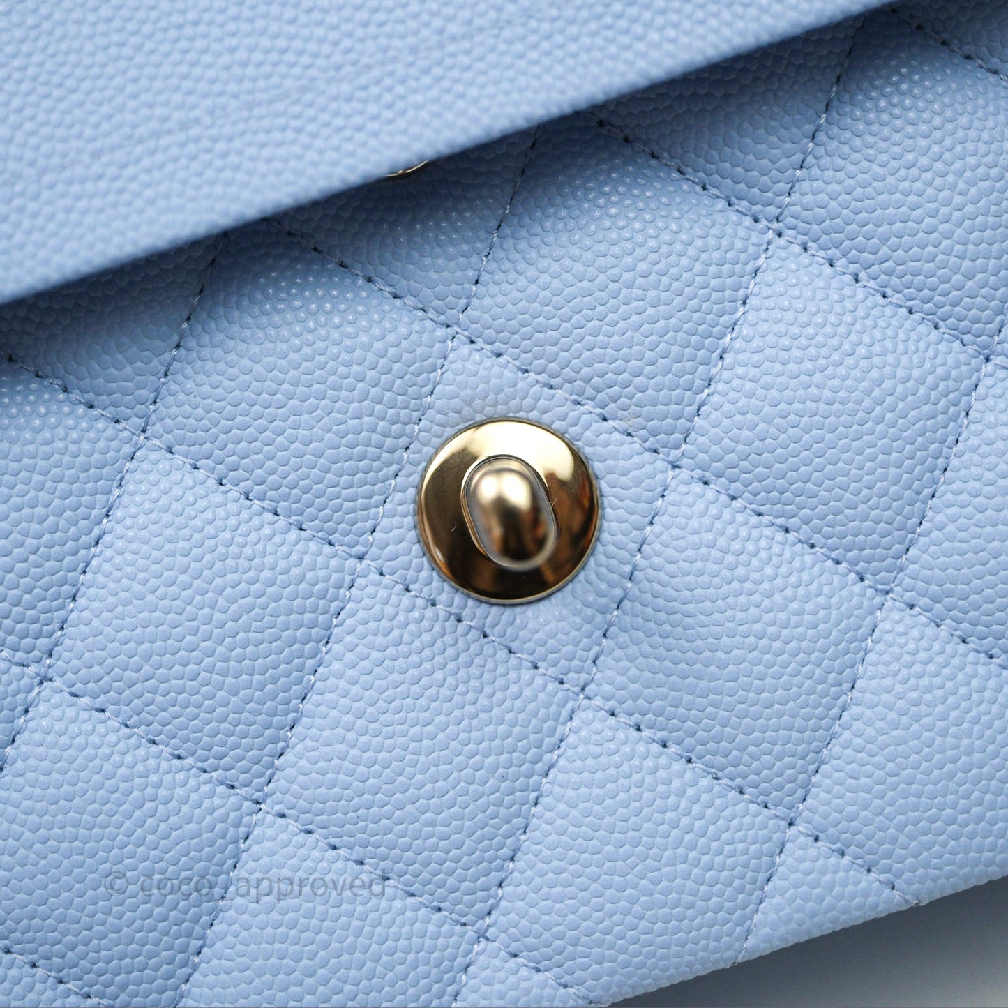 Chanel Small Classic Flap Quilted Sky Blue Caviar Gold Hardware