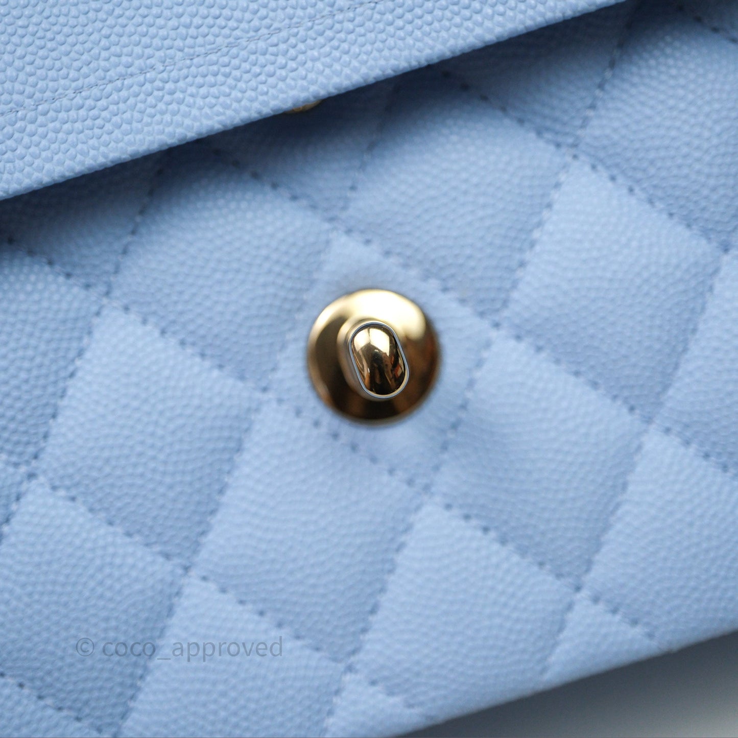 Chanel Small Classic Flap Quilted Sky Blue Caviar Gold Hardware