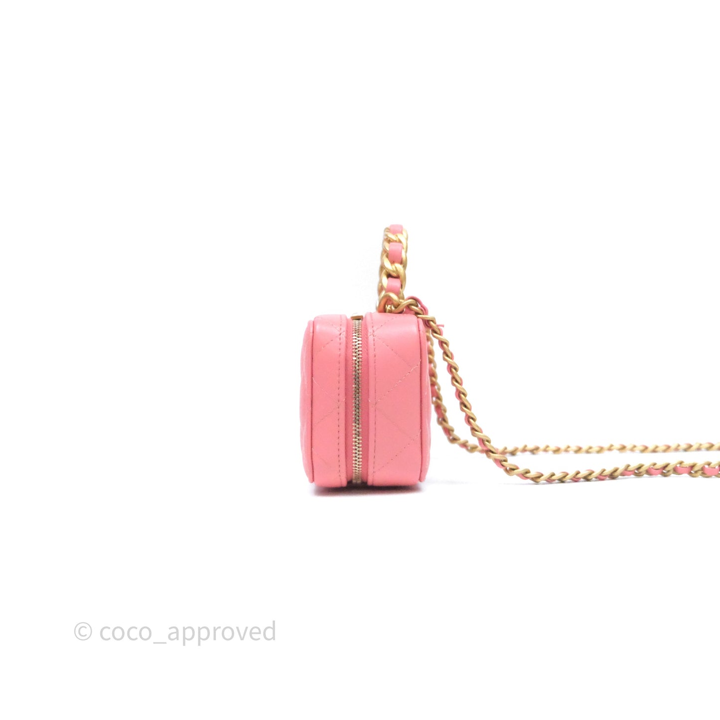 Chanel Top Handle Vanity Case Pink Lambskin Aged Gold Hardware