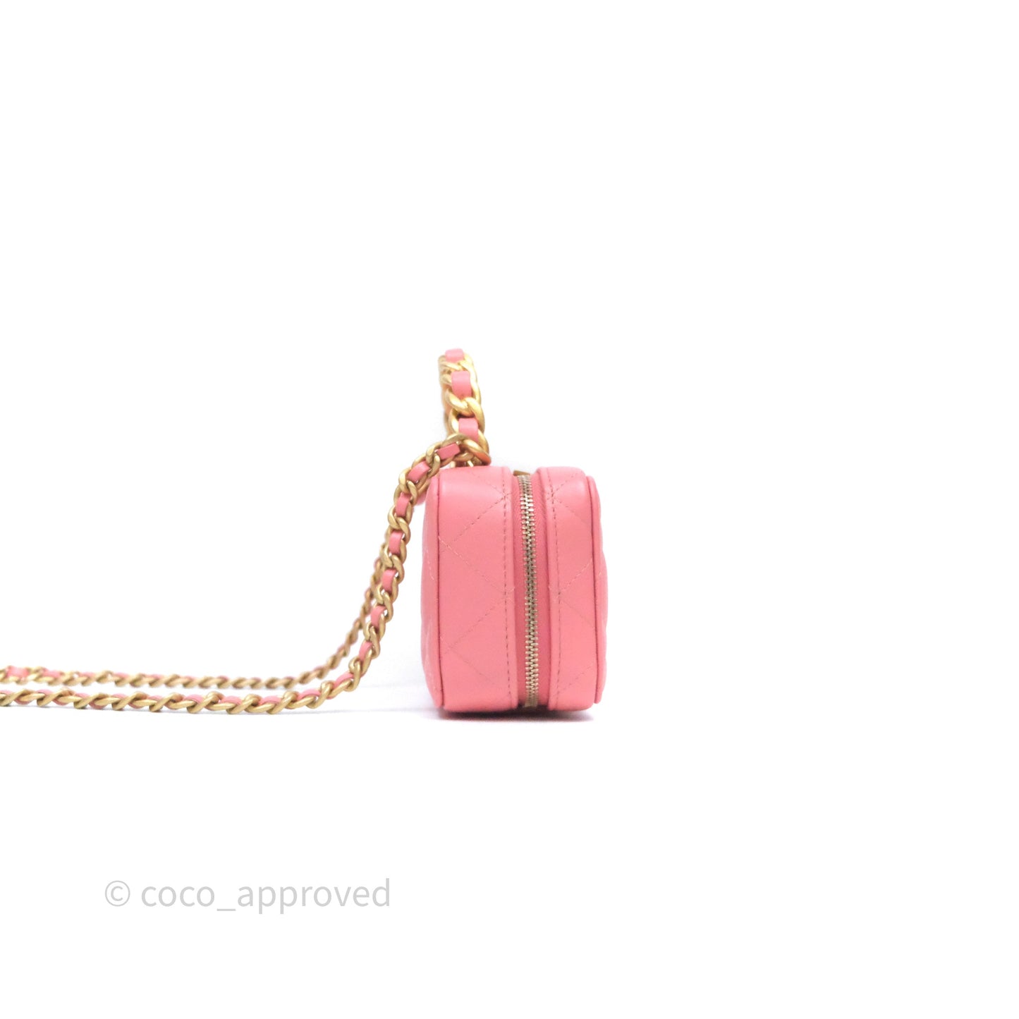 Chanel Top Handle Vanity Case Pink Lambskin Aged Gold Hardware