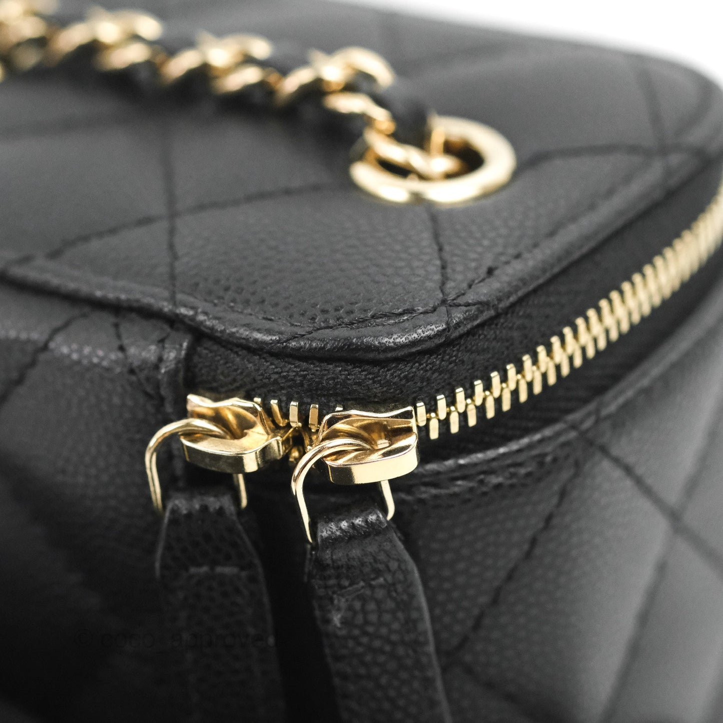 Chanel Mini Vanity With Chain Black Caviar Gold Hardware