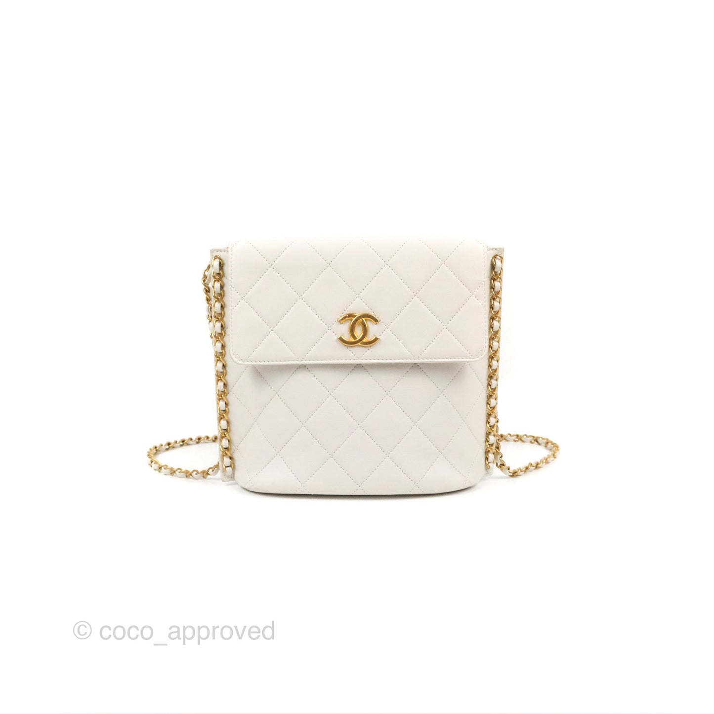 Chanel Hobo Bag White Calfskin Aged Gold Hardware 21S