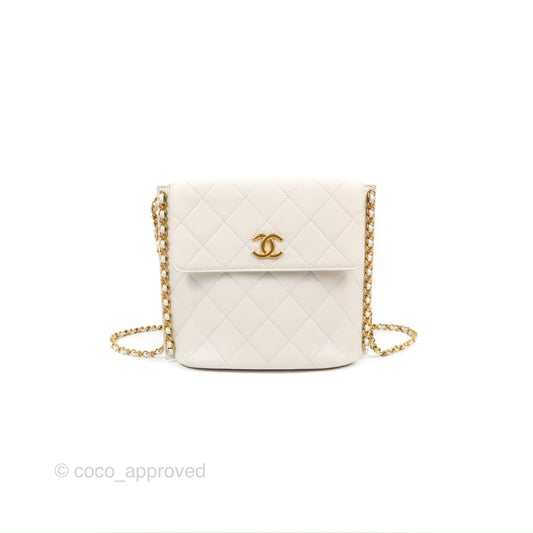 Chanel Hobo Bag White Calfskin Aged Gold Hardware 21S