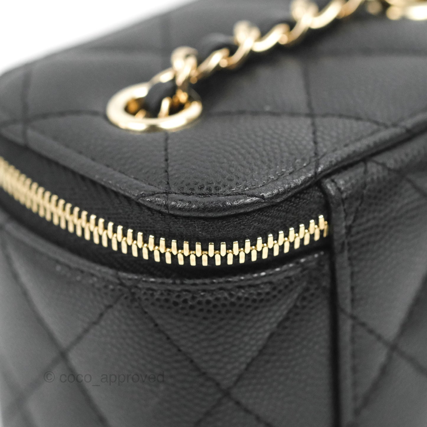 Chanel Mini Vanity With Chain Black Caviar Gold Hardware