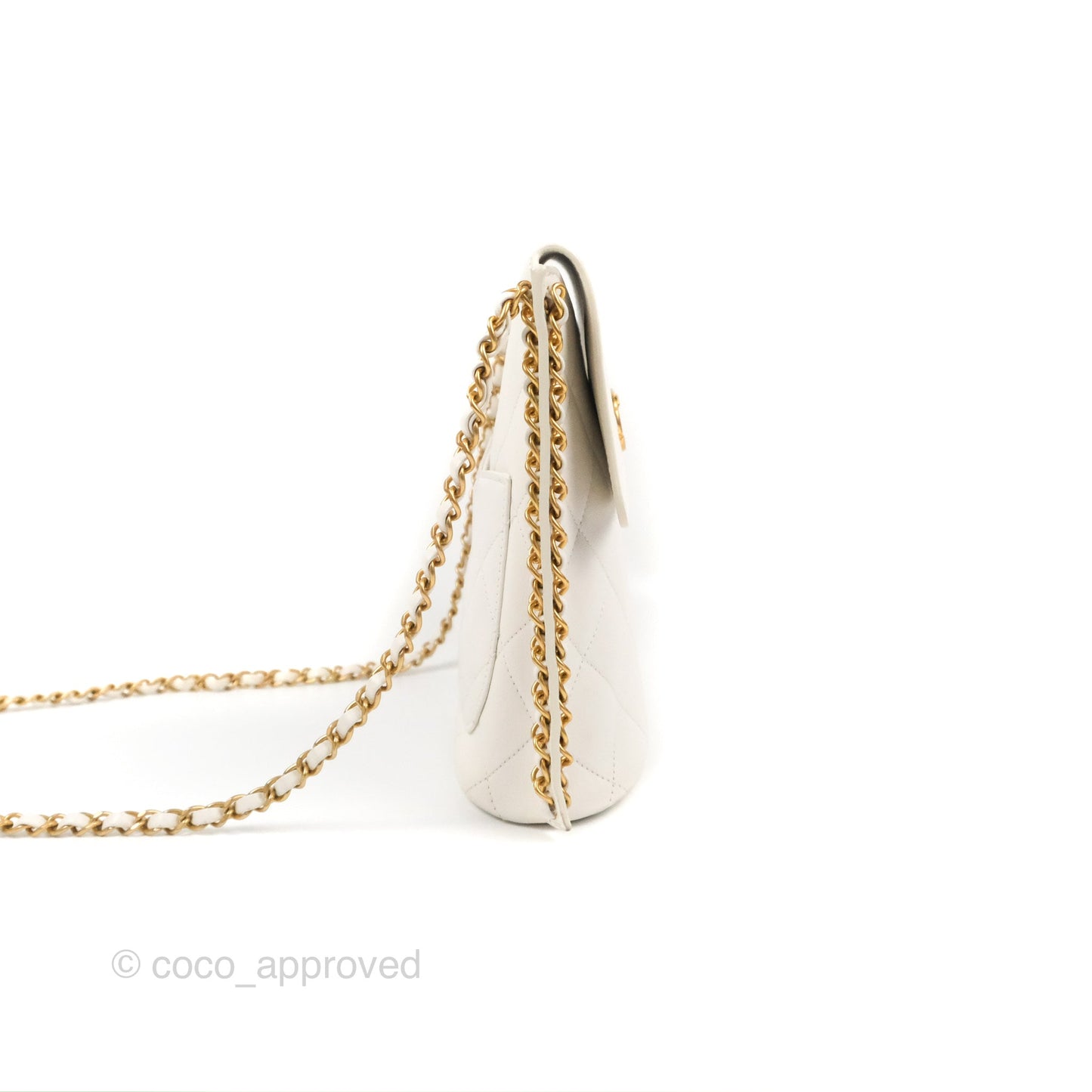 Chanel Hobo Bag White Calfskin Aged Gold Hardware 21S
