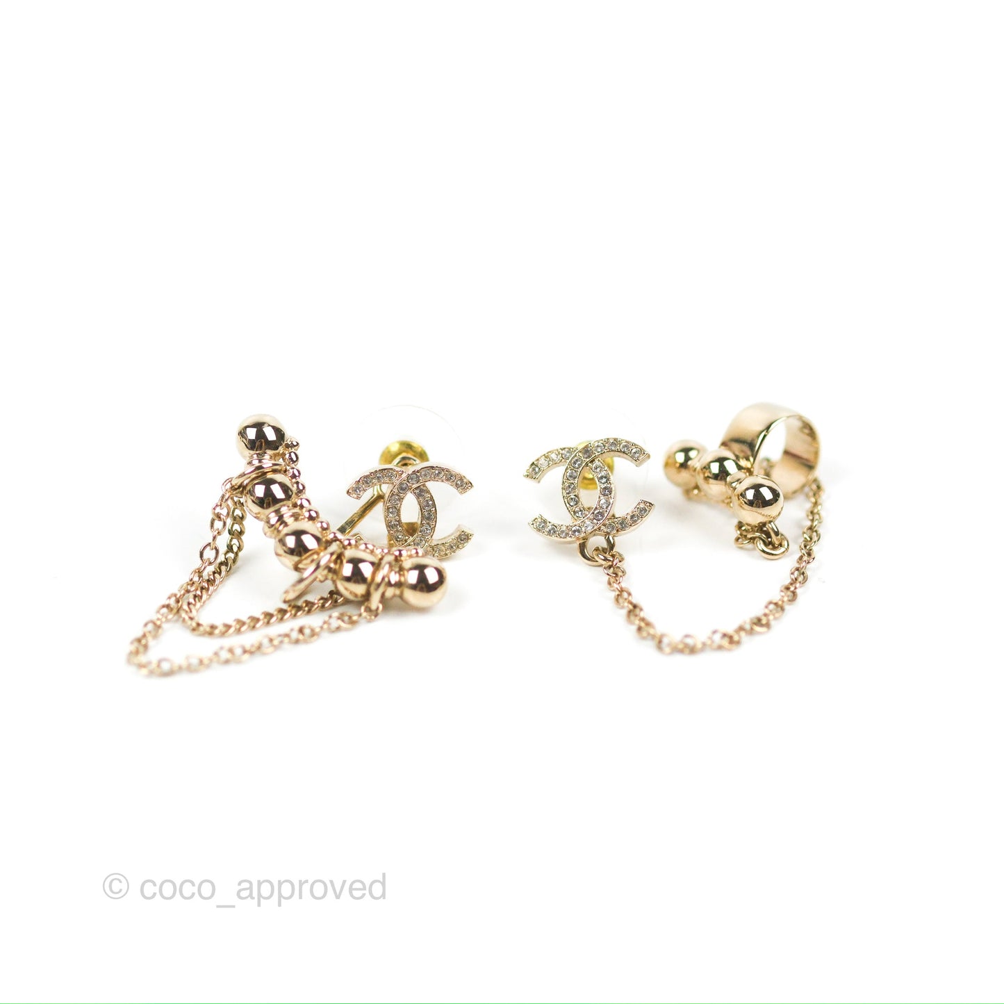 Chanel Earrings Earcuff Crystal Gold