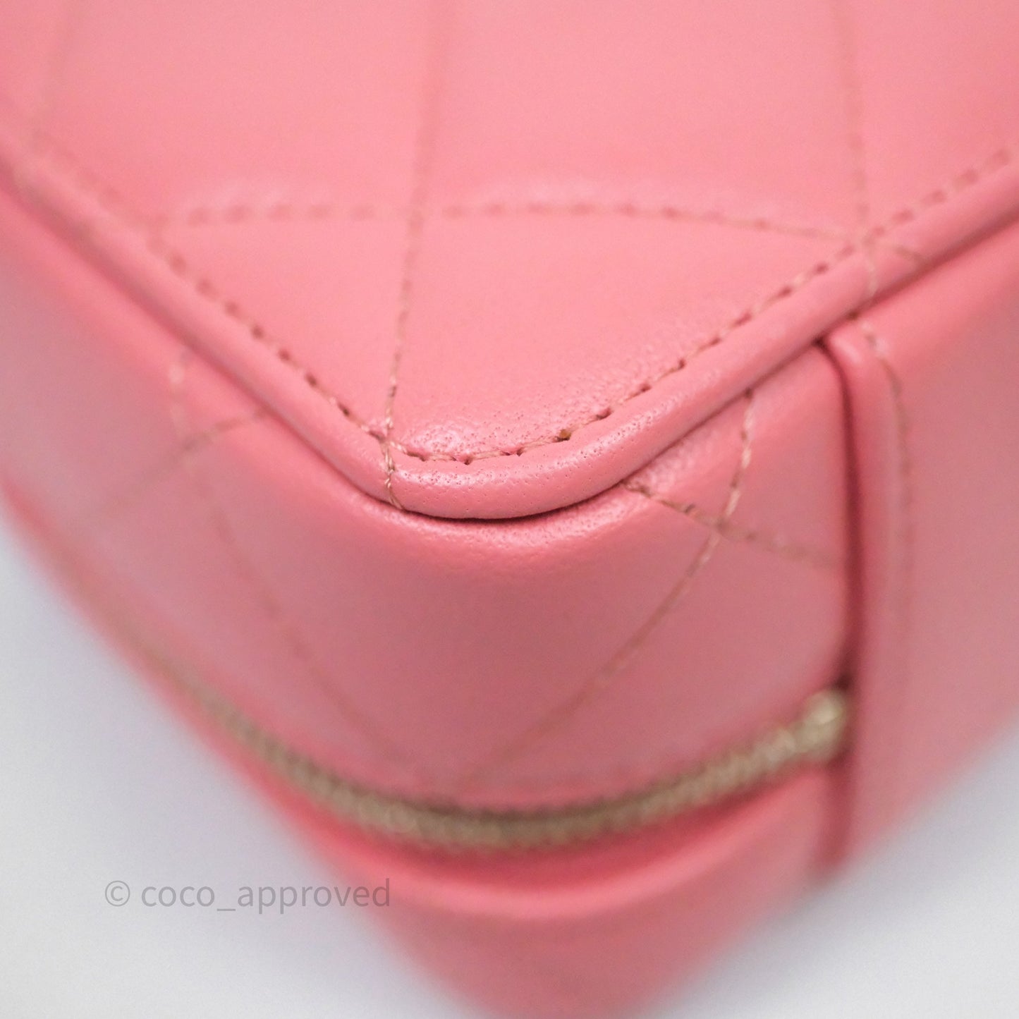 Chanel Top Handle Vanity Case Pink Lambskin Aged Gold Hardware
