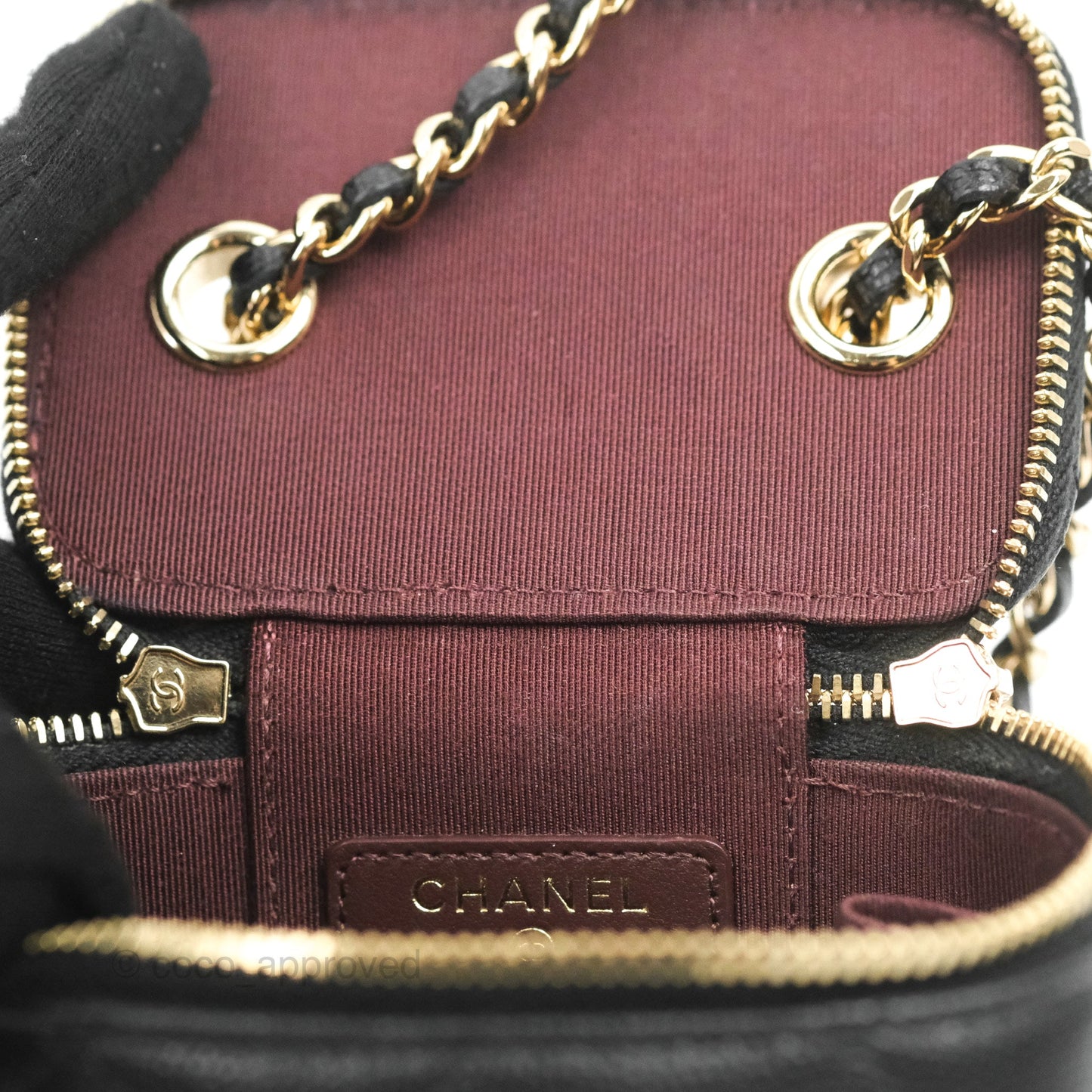 Chanel Mini Vanity With Chain Black Caviar Gold Hardware