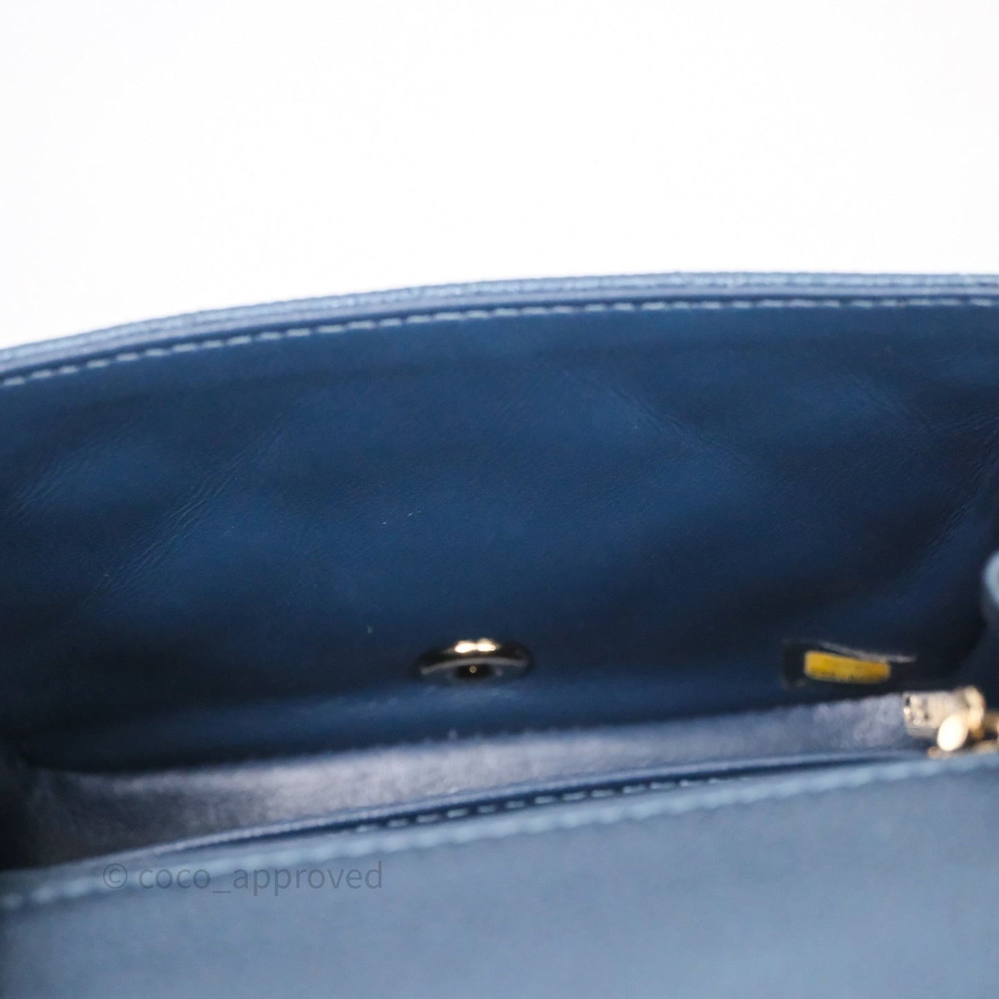 Chanel Quilted Mini Square Iridescent Navy Caviar Gold Hardware