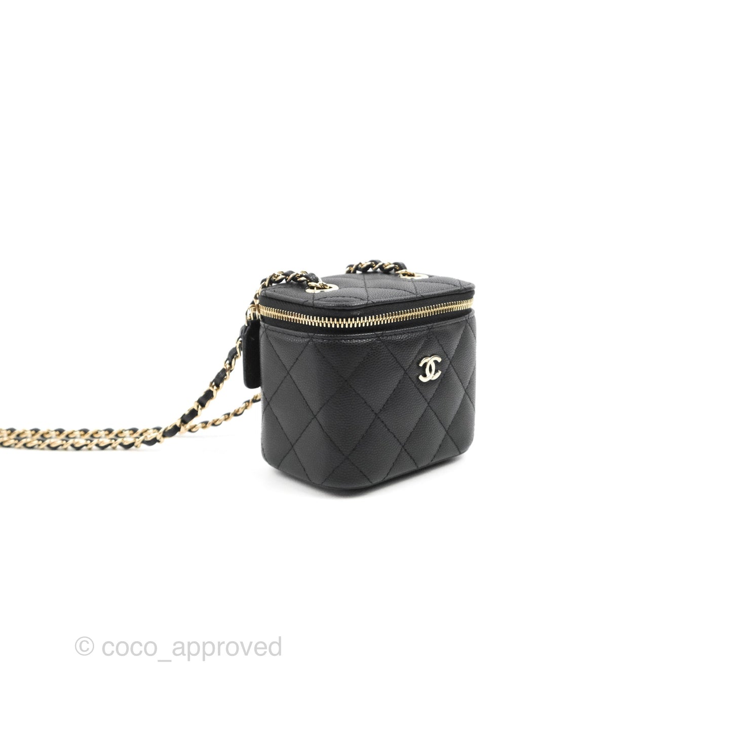 Chanel Mini Vanity With Chain Black Caviar Gold Hardware