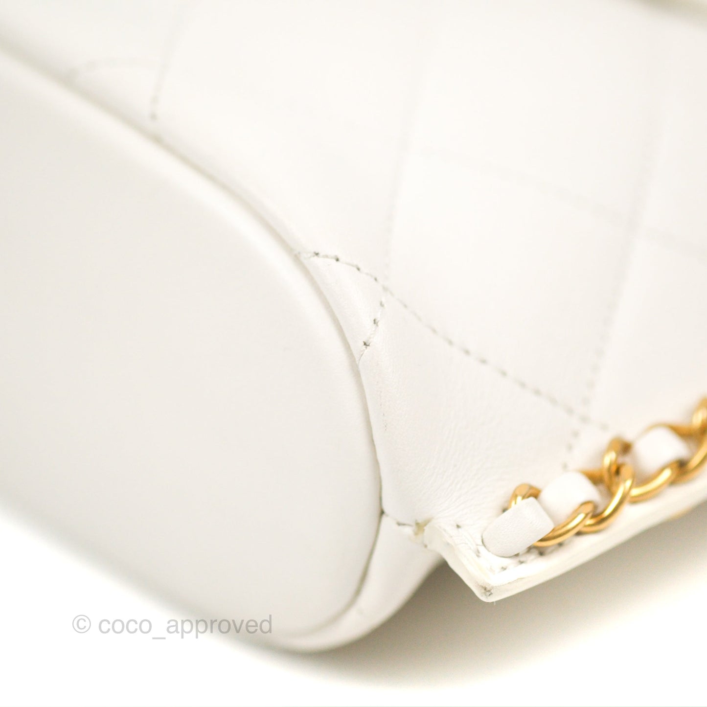 Chanel Hobo Bag White Calfskin Aged Gold Hardware 21S