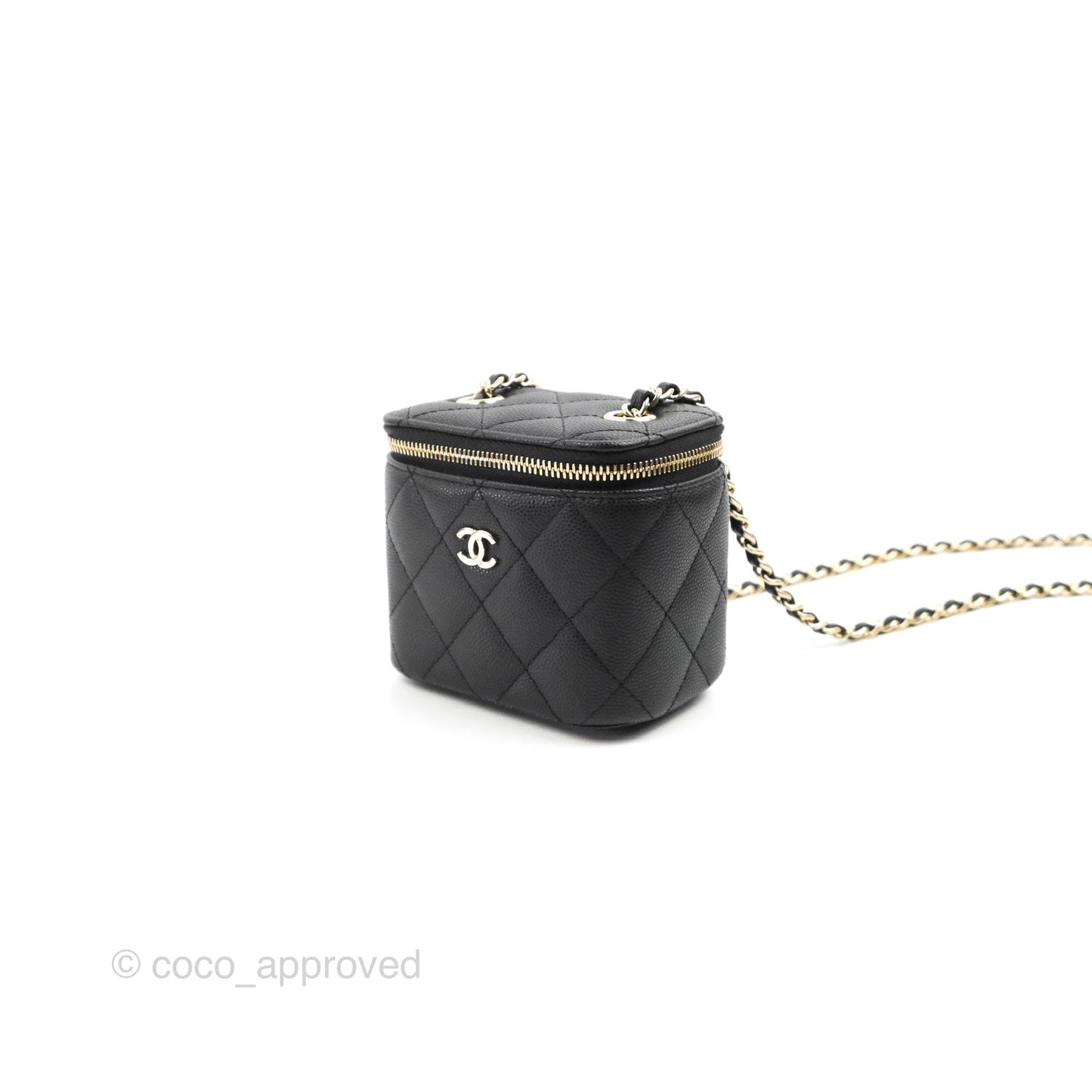 Chanel Mini Vanity With Chain Black Caviar Gold Hardware