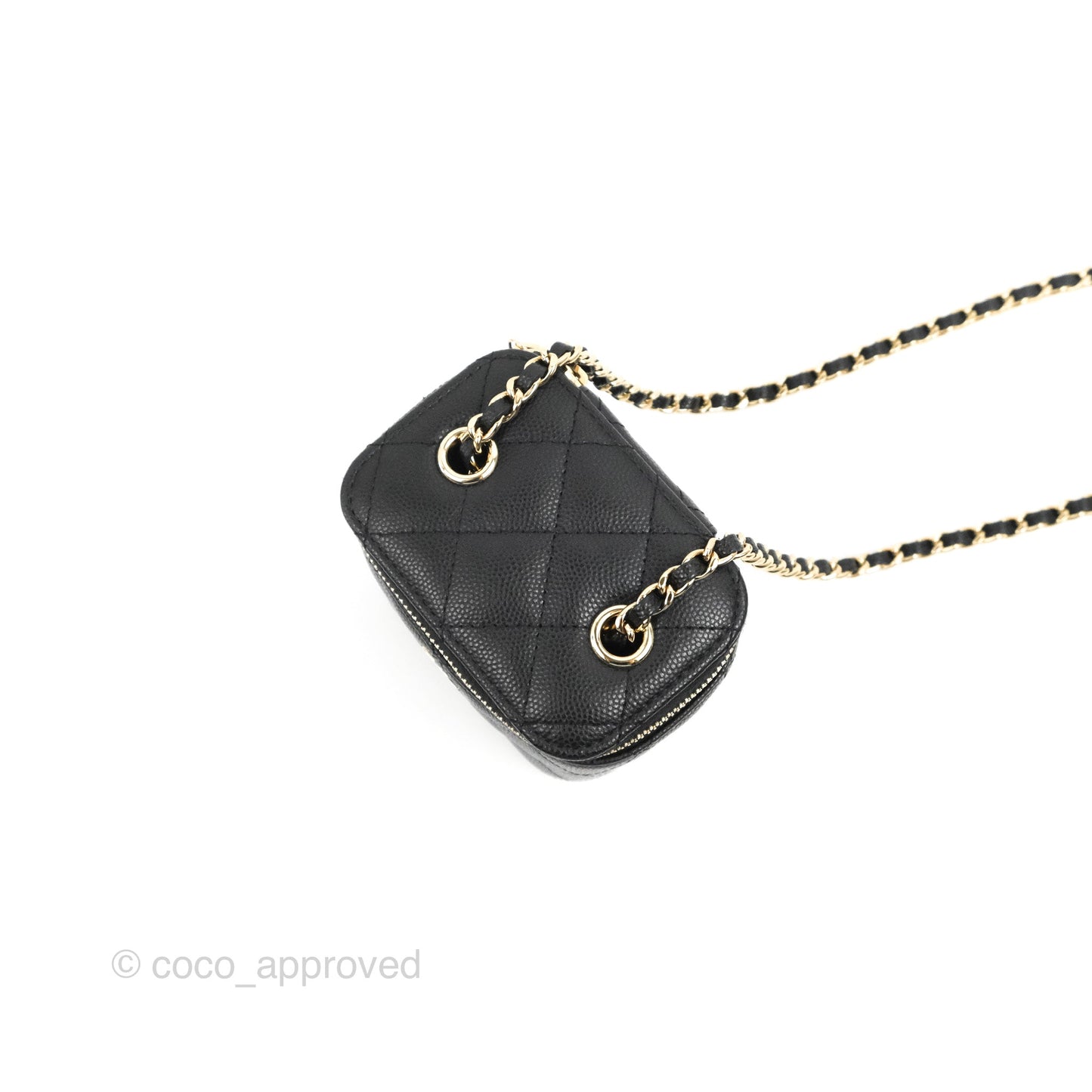 Chanel Mini Vanity With Chain Black Caviar Gold Hardware