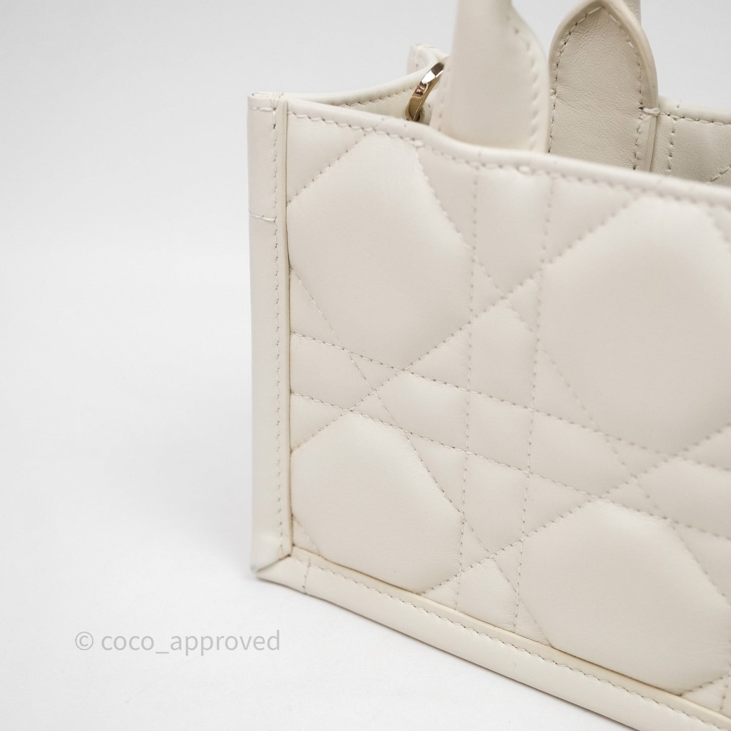 Christian Dior Mini Dior Book Tote Latte Macrocannage Calfskin Gold Hardware