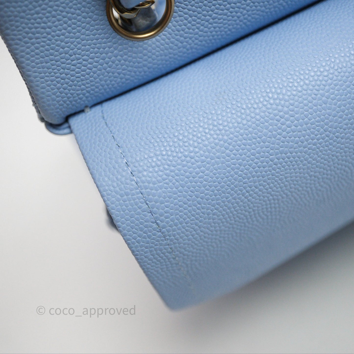 Chanel Small Classic Flap Quilted Sky Blue Caviar Gold Hardware