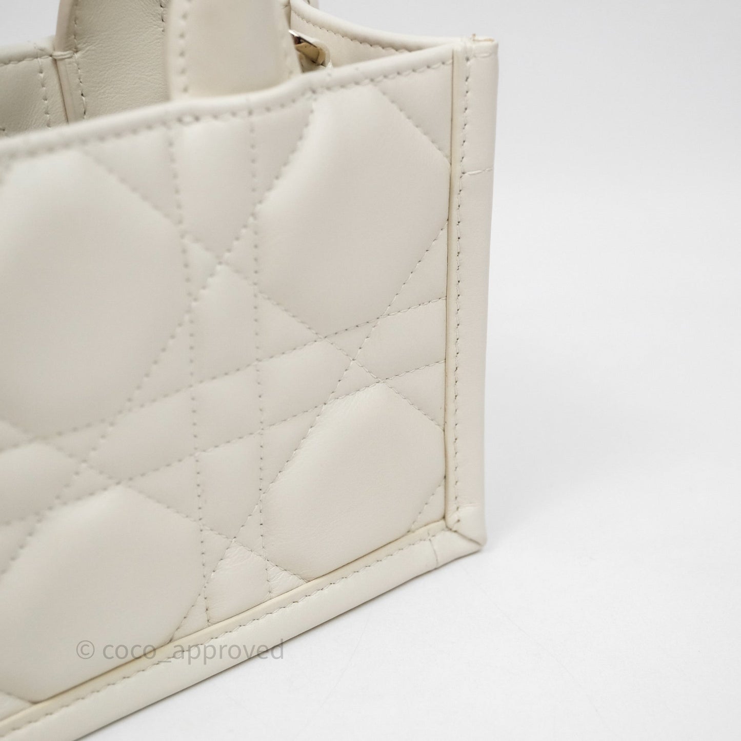 Christian Dior Mini Dior Book Tote Latte Macrocannage Calfskin Gold Hardware