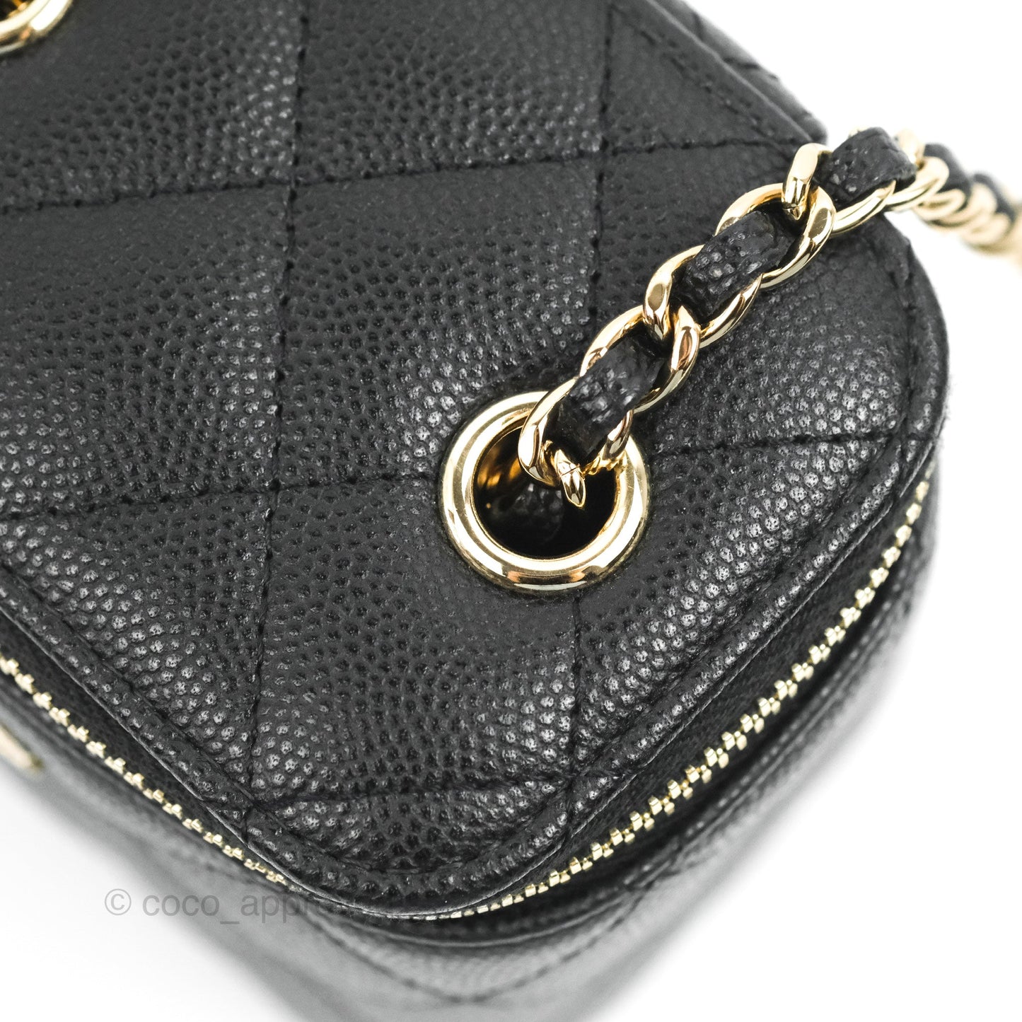 Chanel Mini Vanity With Chain Black Caviar Gold Hardware