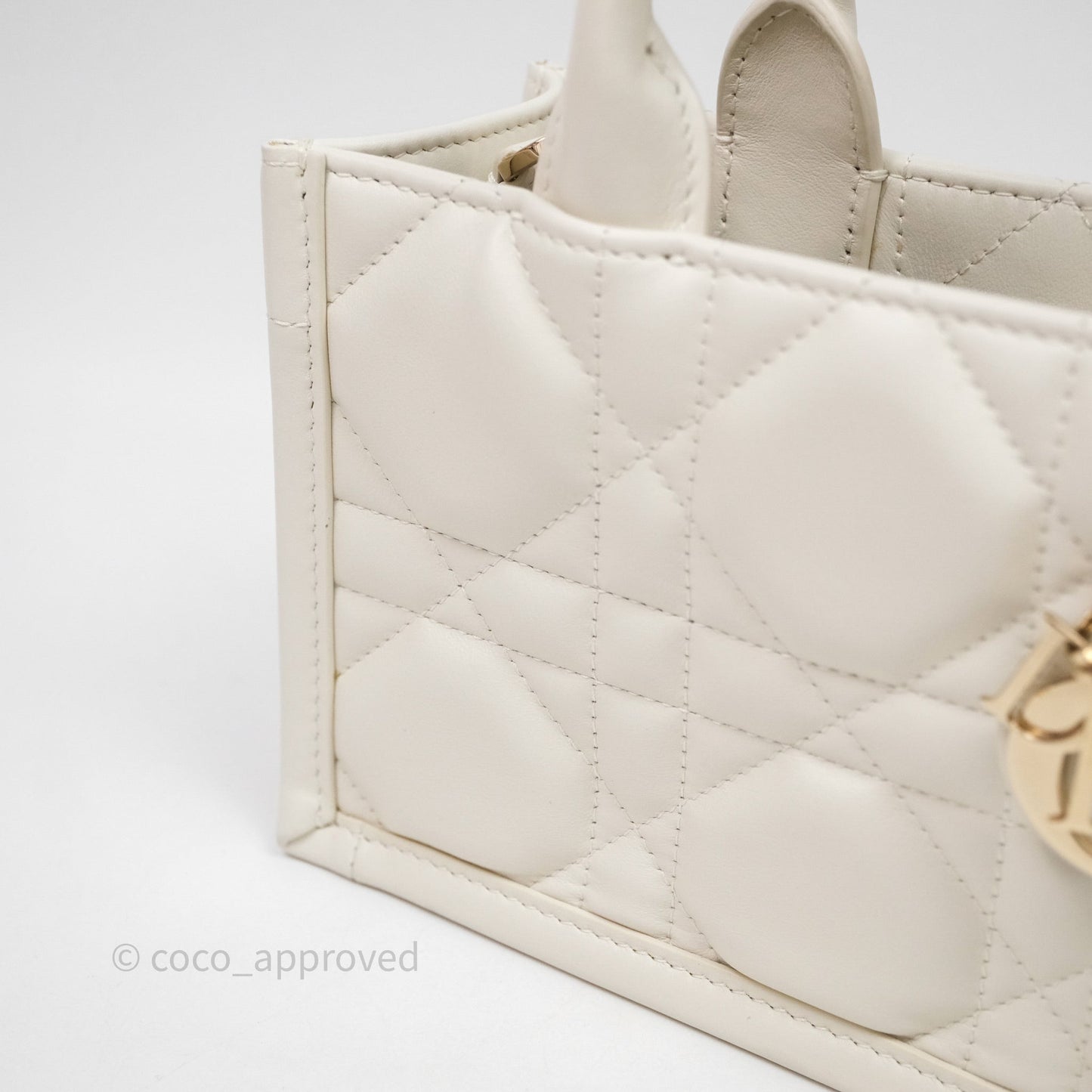 Christian Dior Mini Dior Book Tote Latte Macrocannage Calfskin Gold Hardware