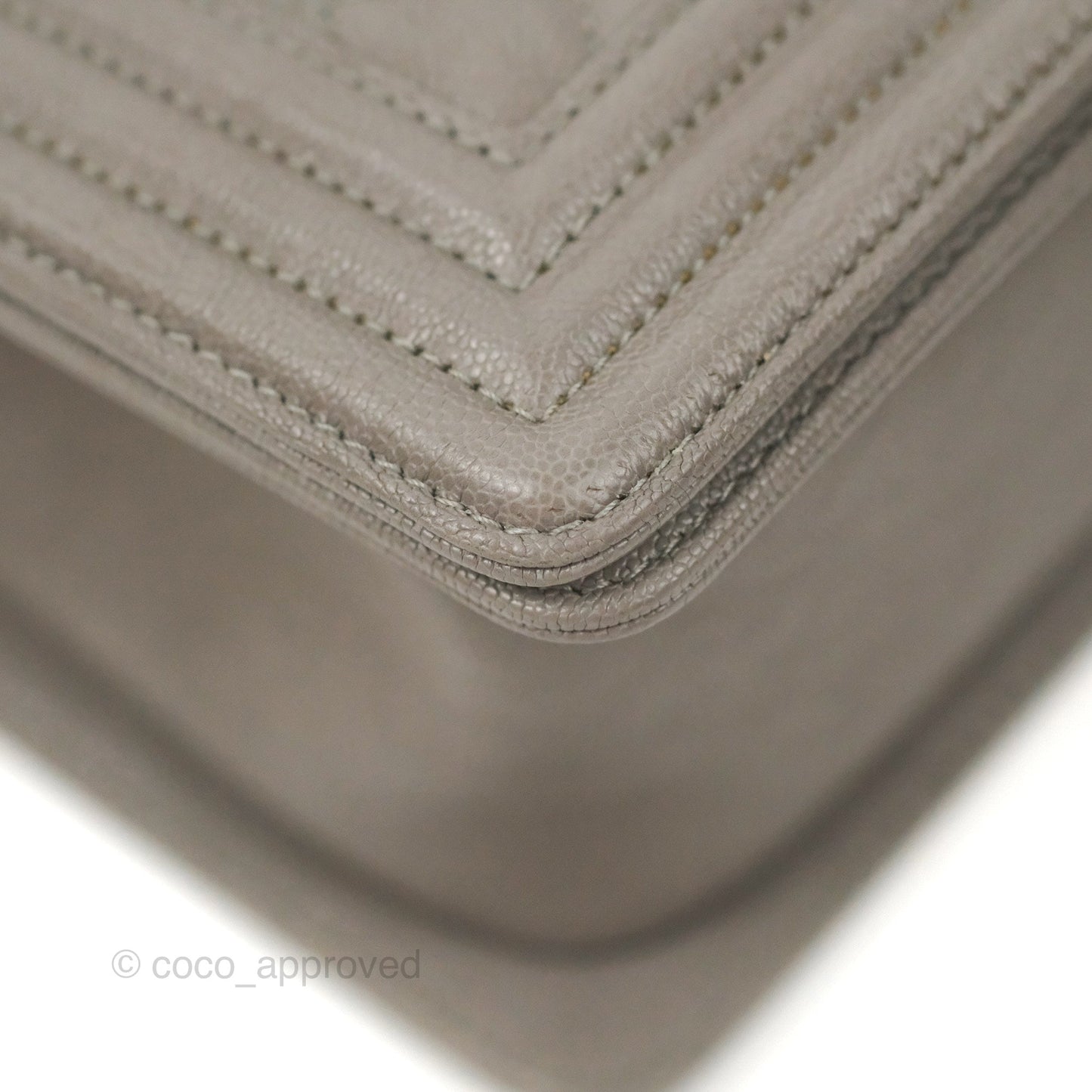 Chanel Quilted Medium Boy Grey Caviar Aged Gold Hardware