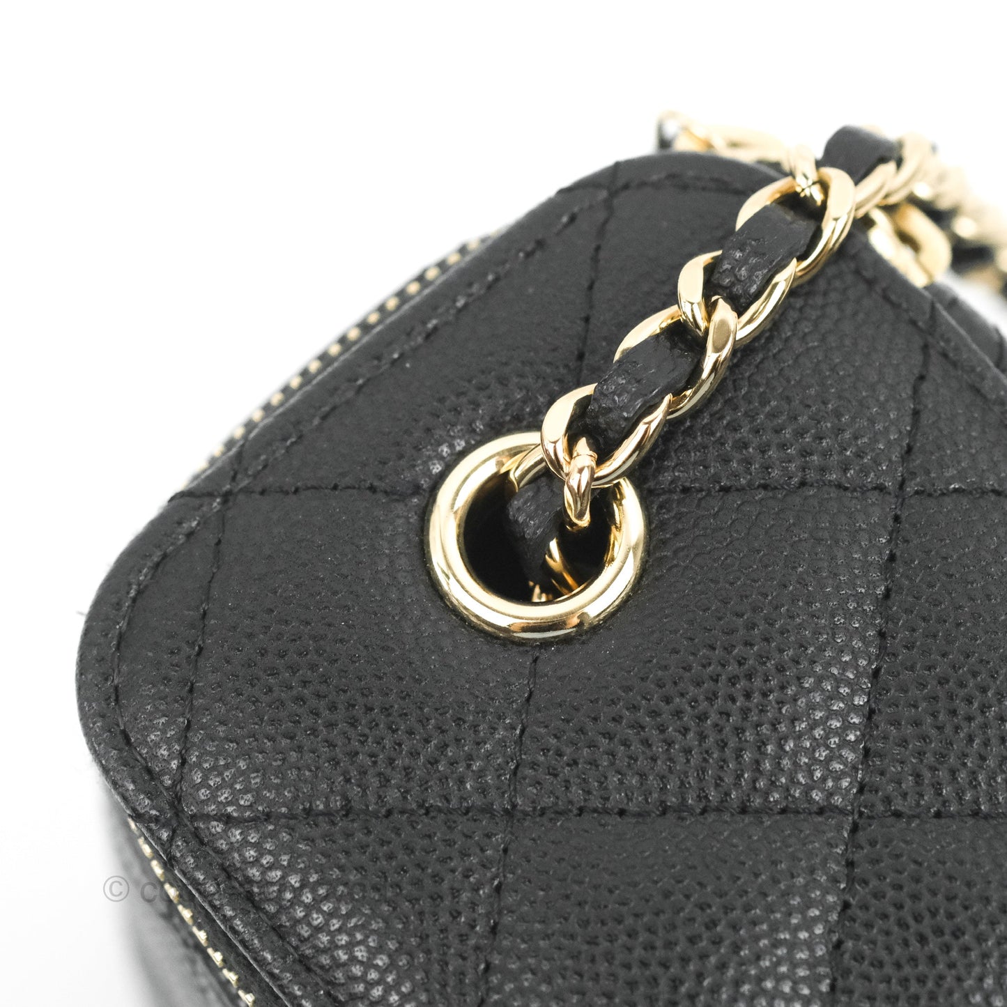 Chanel Mini Vanity With Chain Black Caviar Gold Hardware
