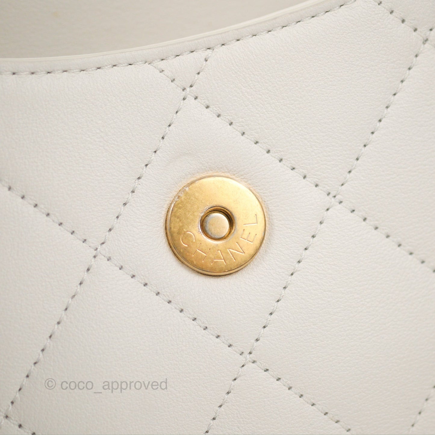 Chanel Hobo Bag White Calfskin Aged Gold Hardware 21S
