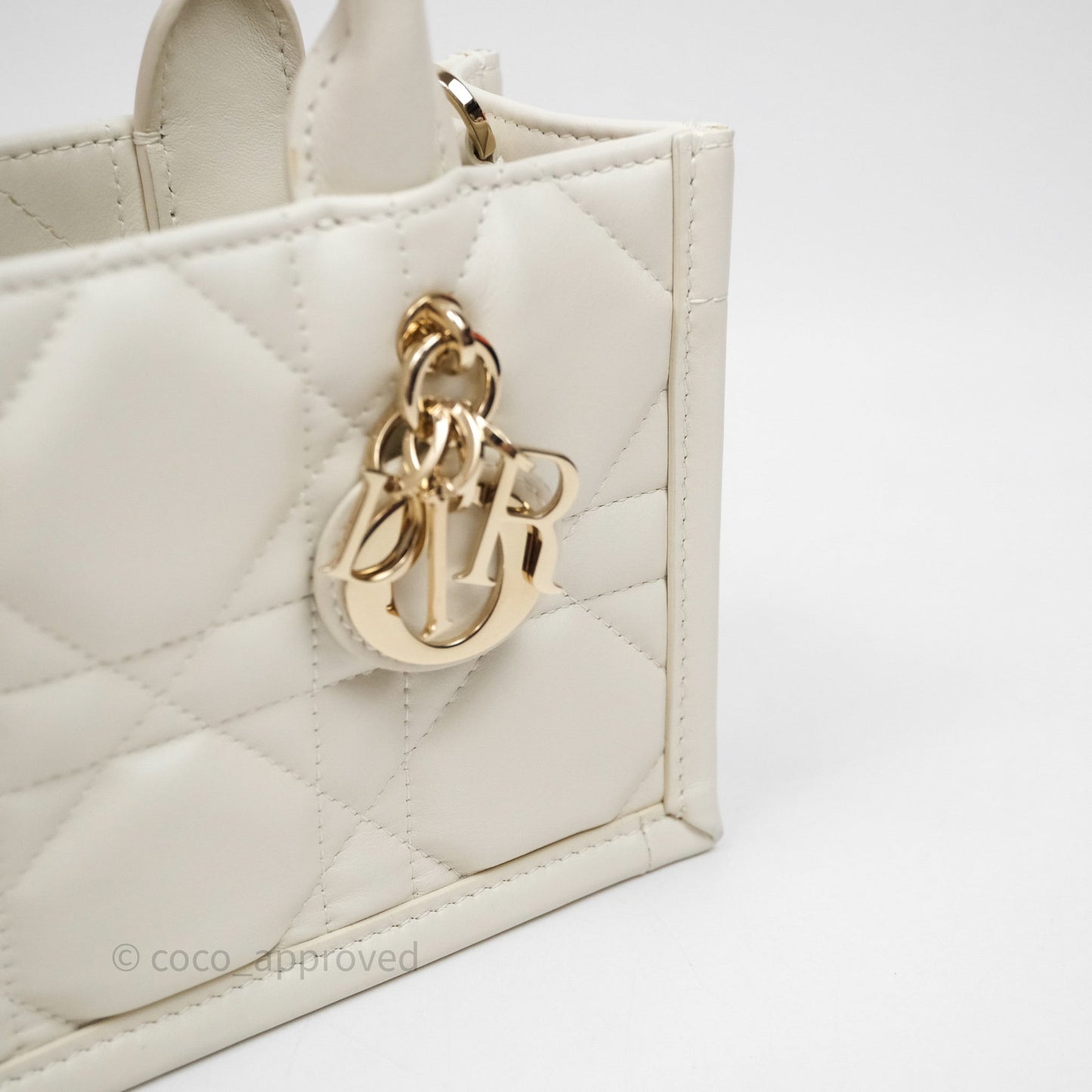 Christian Dior Mini Dior Book Tote Latte Macrocannage Calfskin Gold Hardware