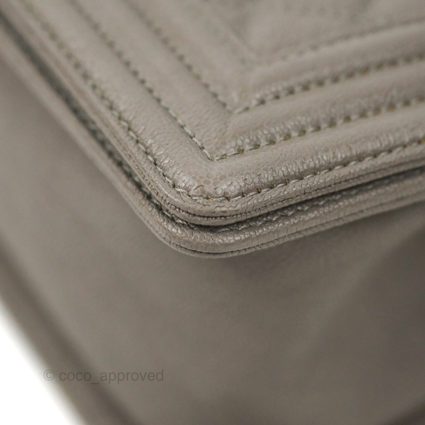 Chanel Quilted Medium Boy Grey Caviar Aged Gold Hardware