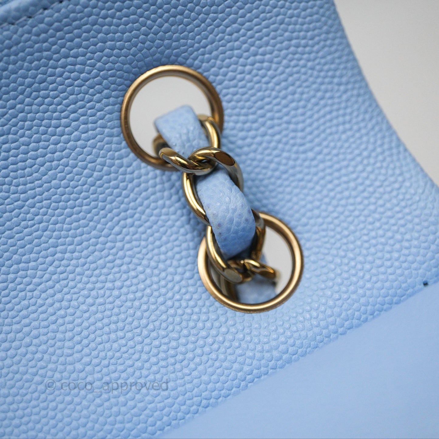Chanel Small Classic Flap Quilted Sky Blue Caviar Gold Hardware