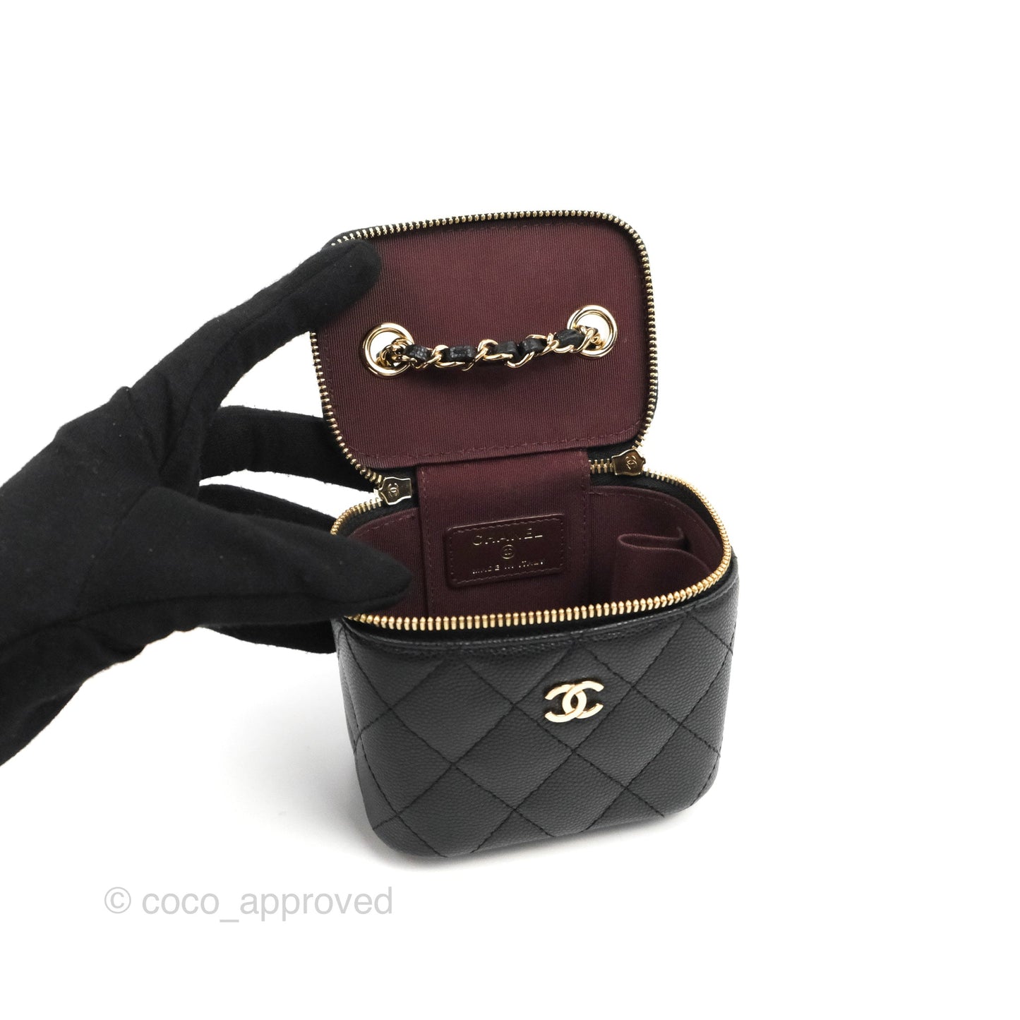 Chanel Mini Vanity With Chain Black Caviar Gold Hardware