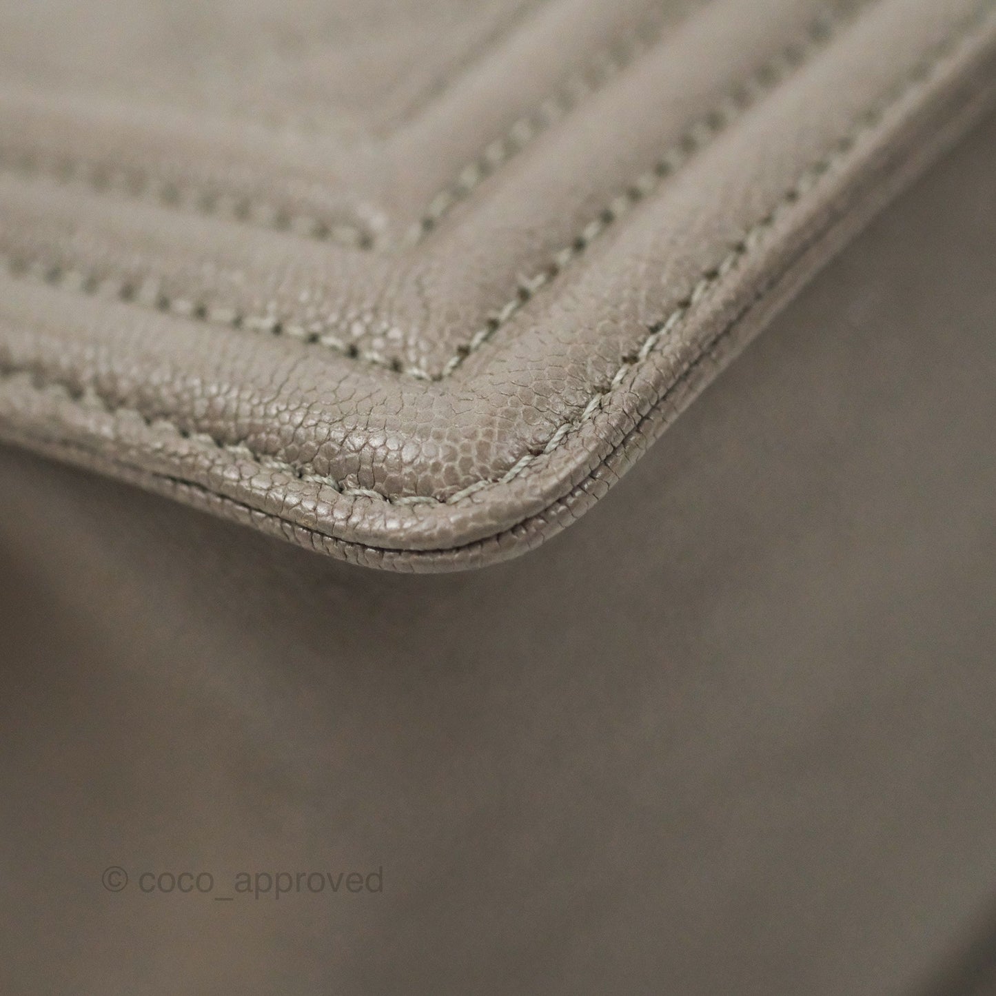 Chanel Quilted Medium Boy Grey Caviar Aged Gold Hardware