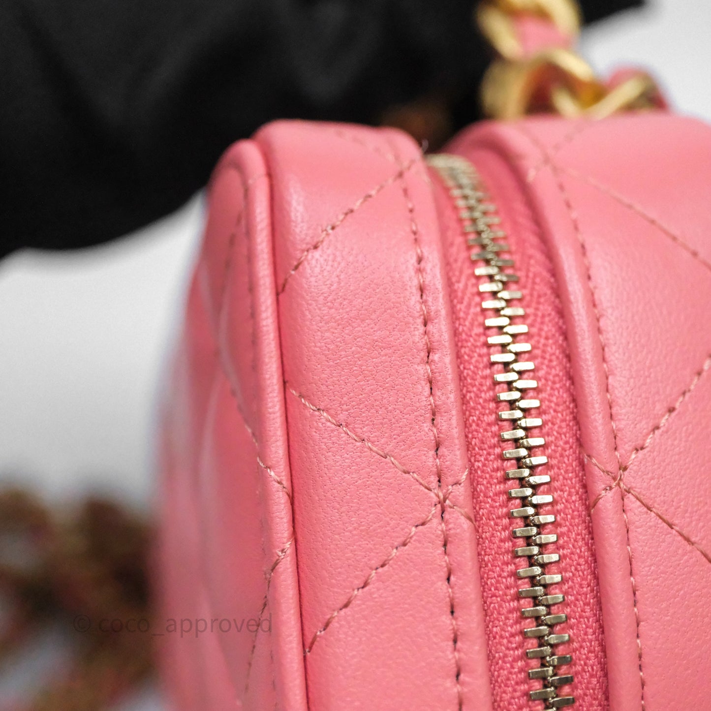 Chanel Top Handle Vanity Case Pink Lambskin Aged Gold Hardware