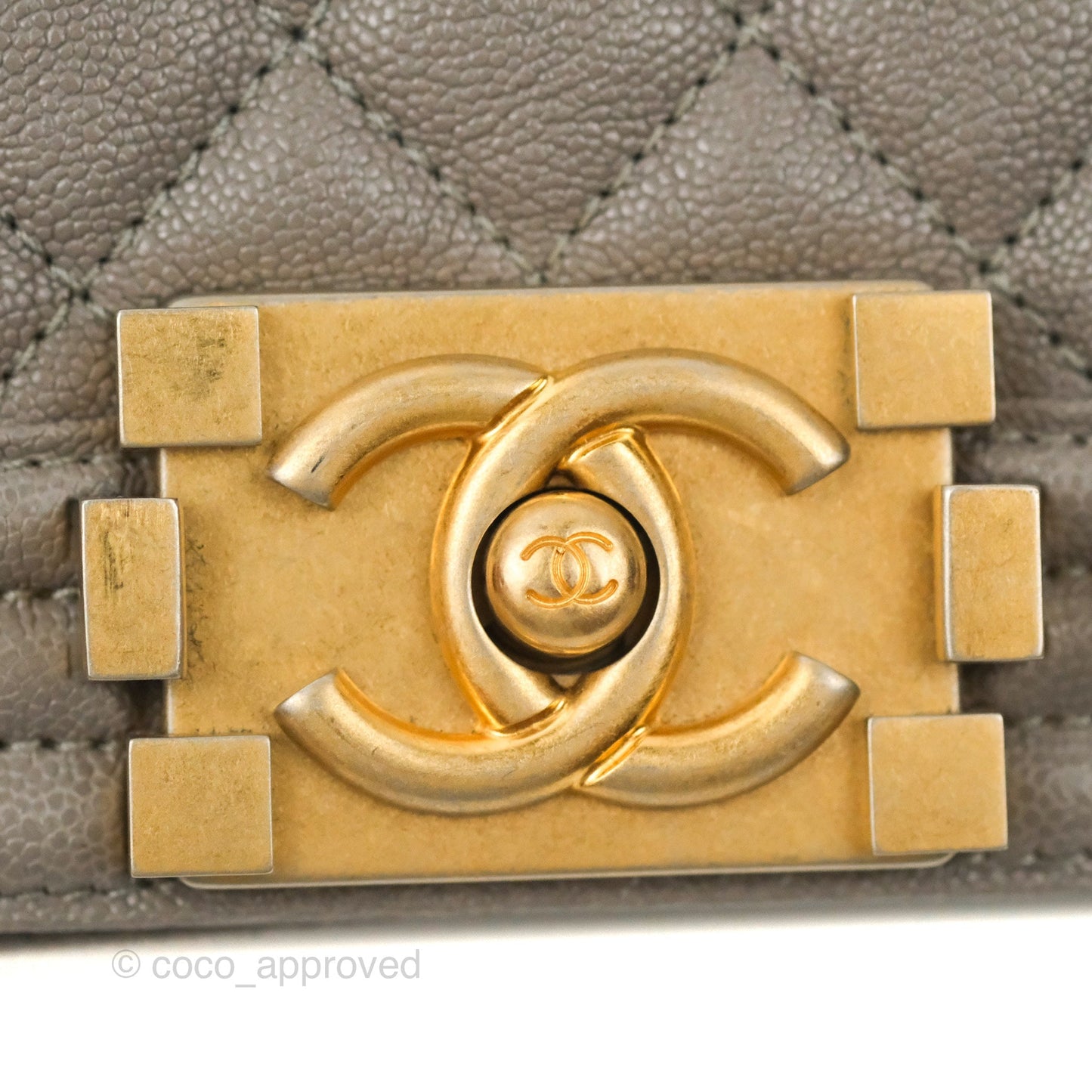 Chanel Quilted Medium Boy Grey Caviar Aged Gold Hardware
