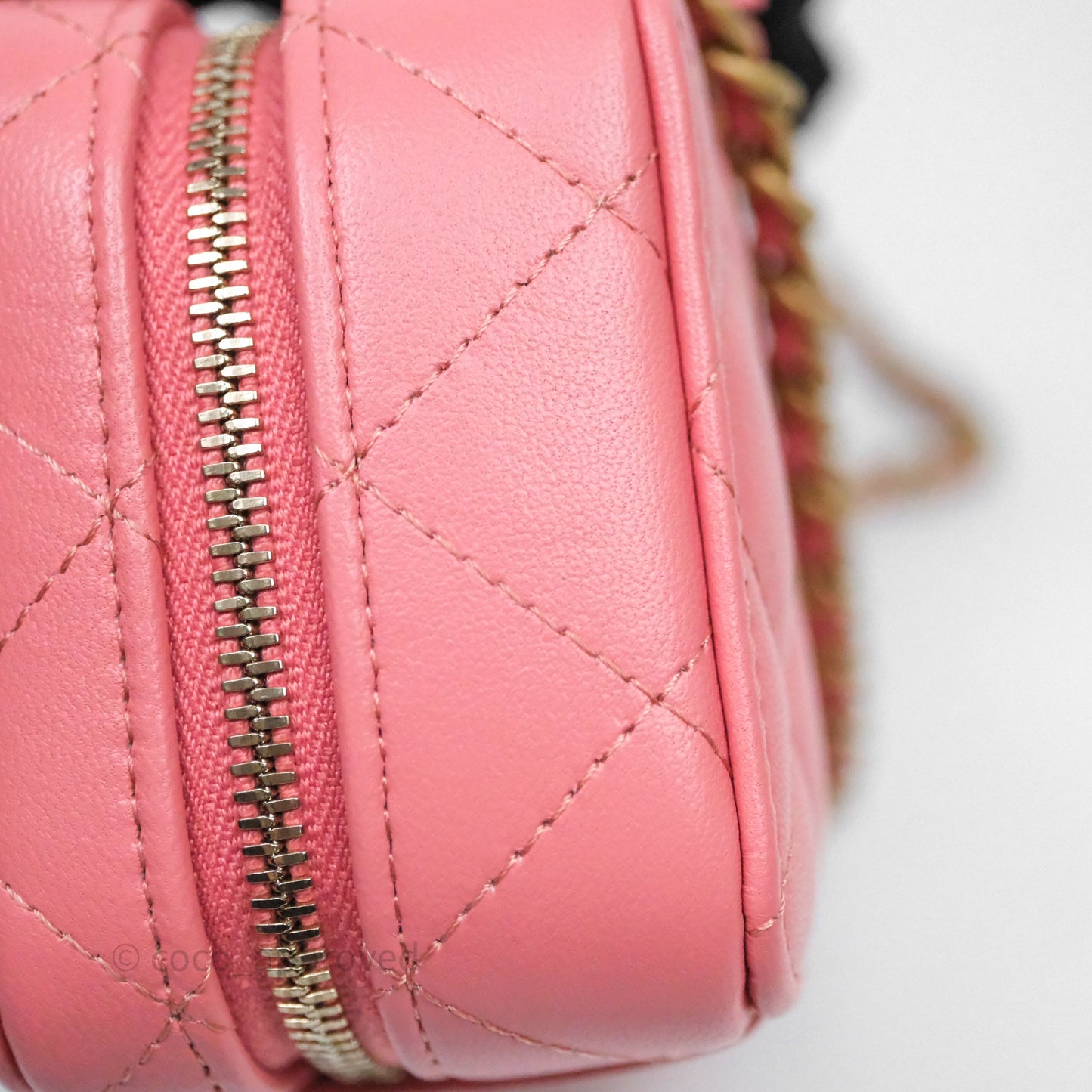 Chanel Top Handle Vanity Case Pink Lambskin Aged Gold Hardware
