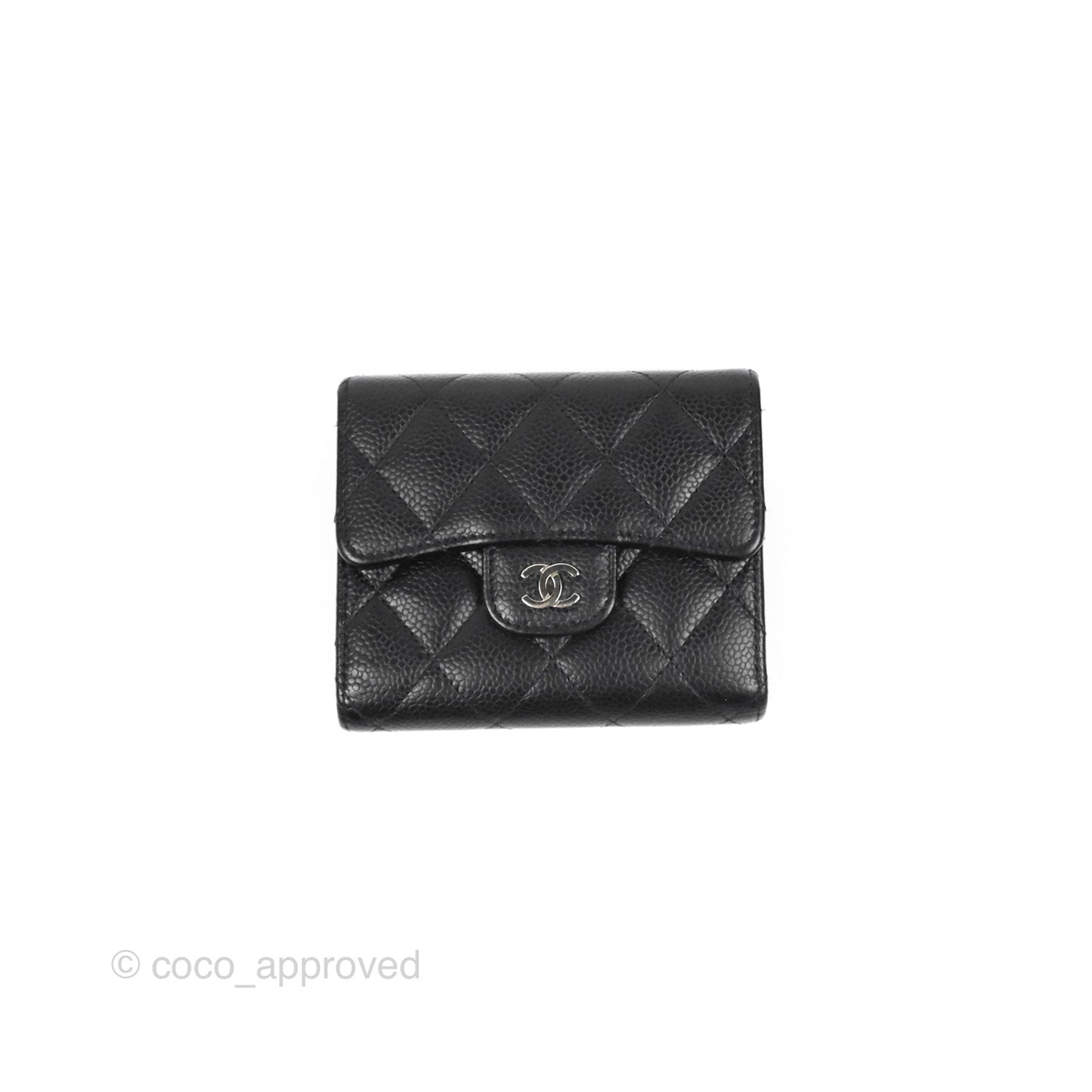 Chanel Classic Flap Wallet Black Caviar Silver Hardware