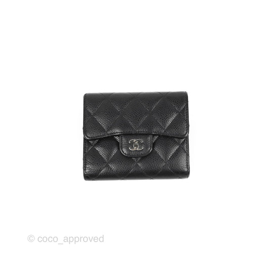 Chanel Classic Flap Wallet Black Caviar Silver Hardware
