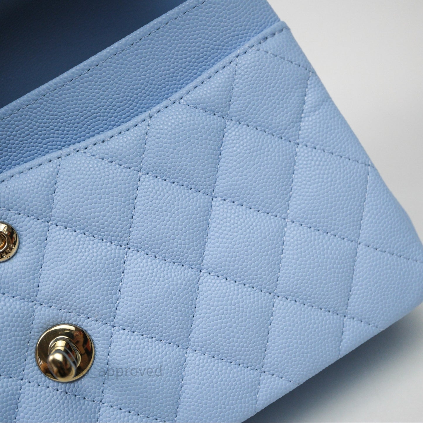 Chanel Small Classic Flap Quilted Sky Blue Caviar Gold Hardware